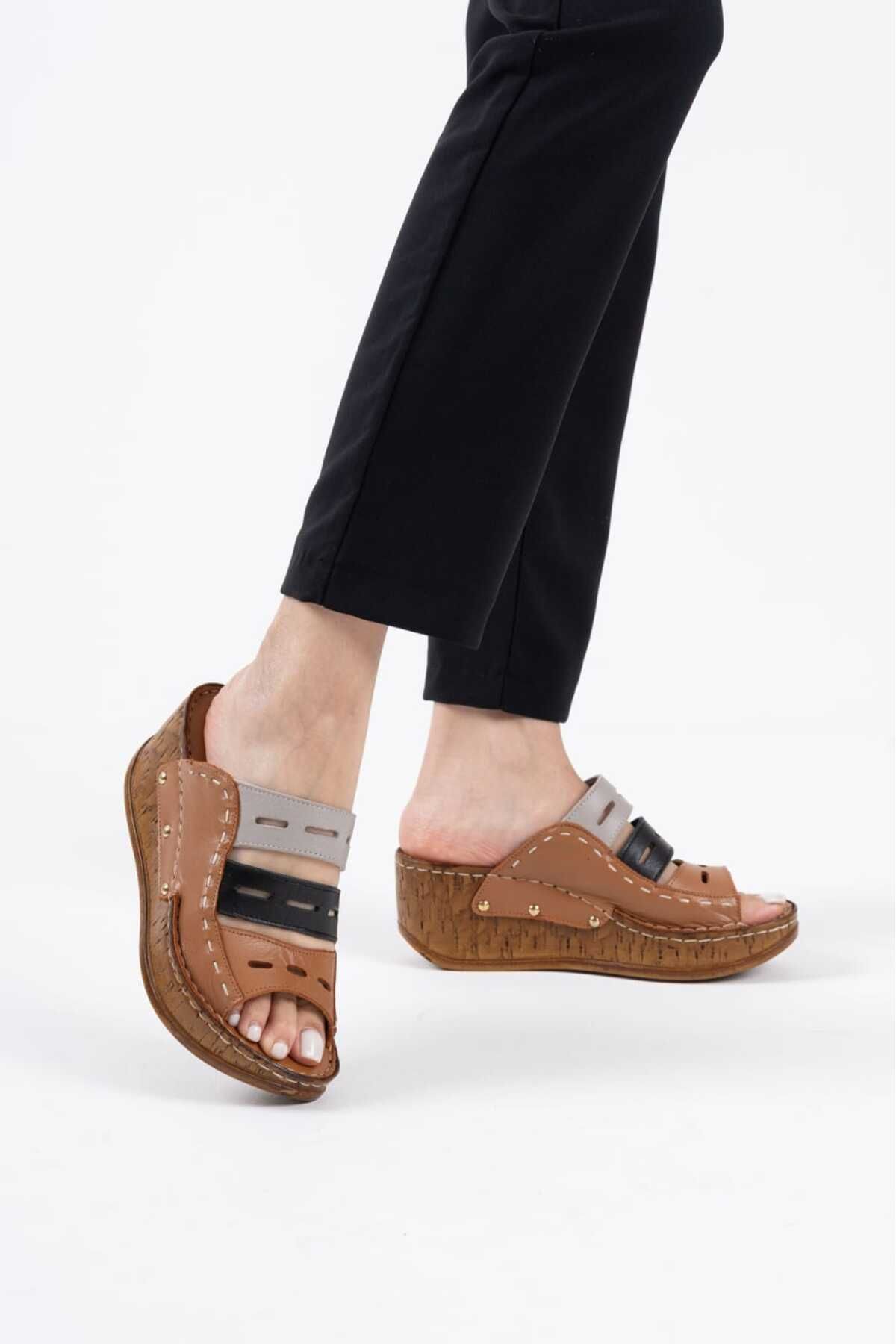 Halat Shoes Kadın Hakiki Deri Klasik Terlik HLT-218