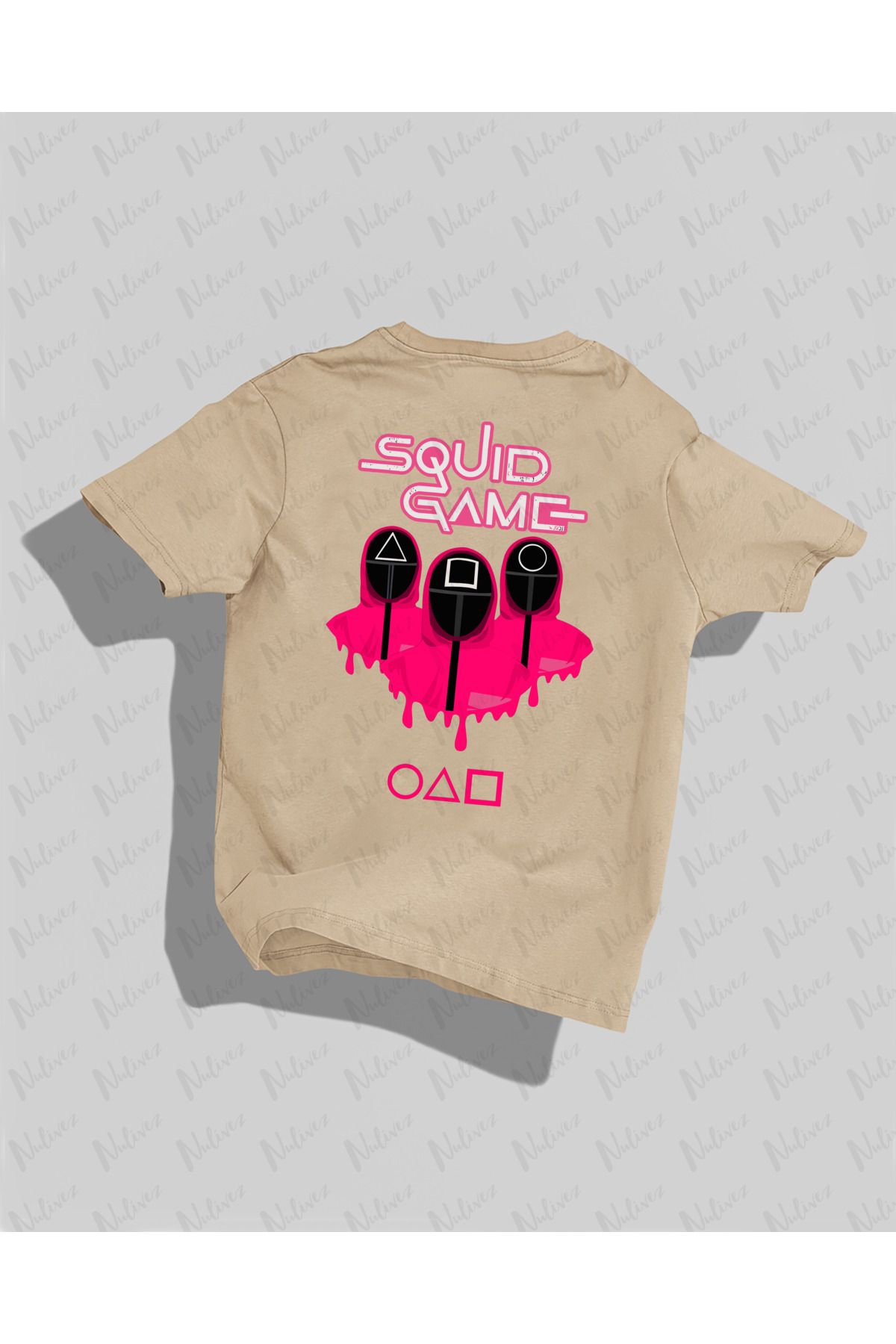 Nulivez Squid Game Tasarımı Sırt Baskılı Yüksek Kalite Kompakt Unisex Oversize T-Shirt