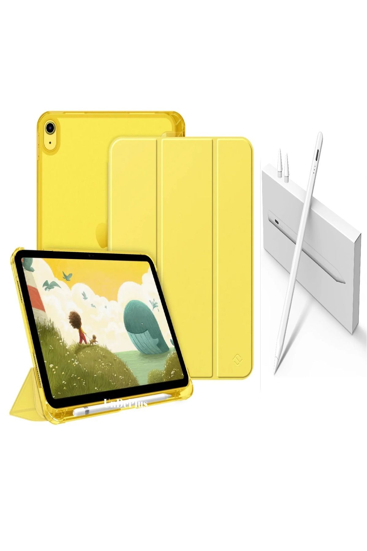 Covpor Apple iPad 10.NESİL 10.9 ve 11. NESİL A16 Uyumlu Flip Sarı + Pencil(Kalem)