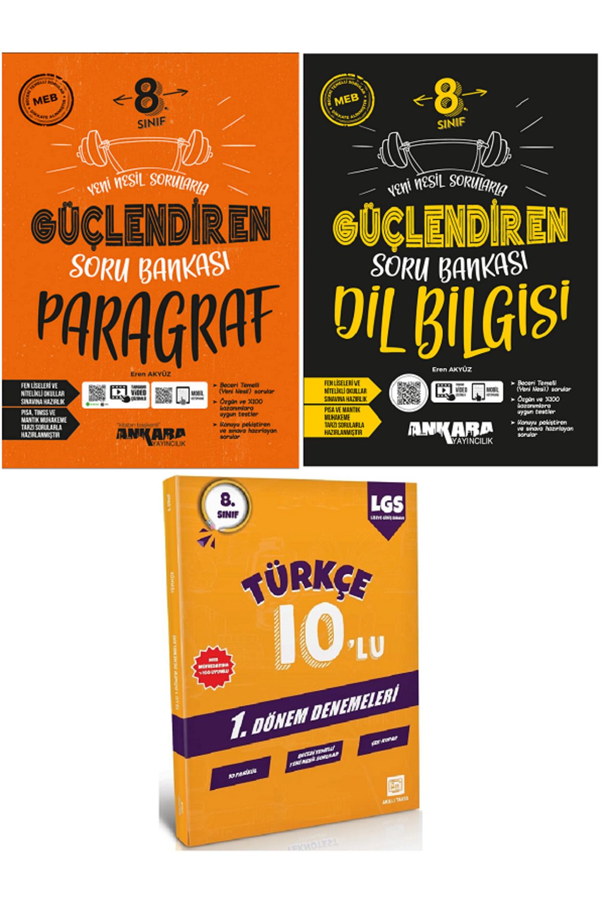 Ankara Yayıncılık 8.Sınıf Ankara Güçlendiren Paragraf + Dil Bilgisi Soru Bankası / 10'Lu Türkçe Deneme HEDİYE