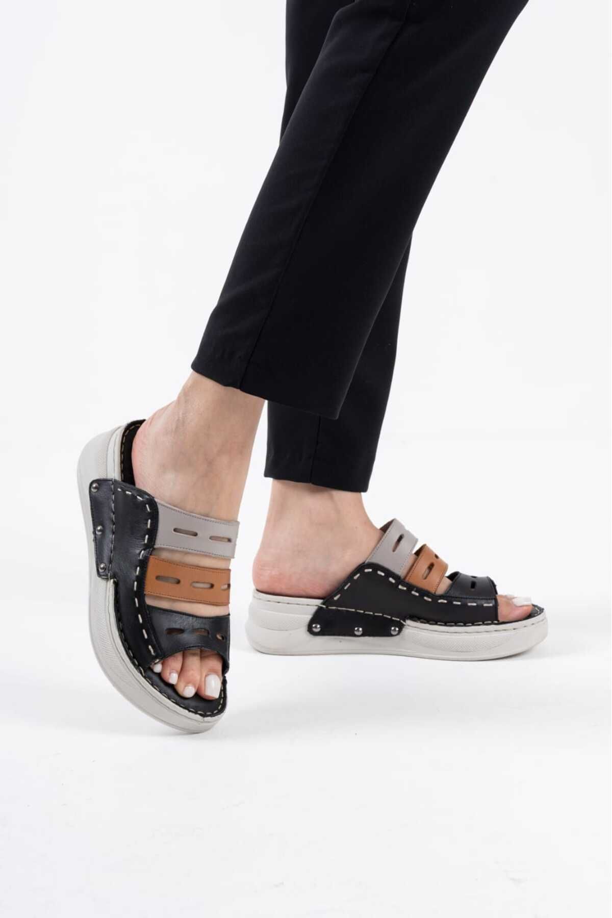 Halat Shoes Kadın Hakiki Deri Klasik Terlik HLT-218