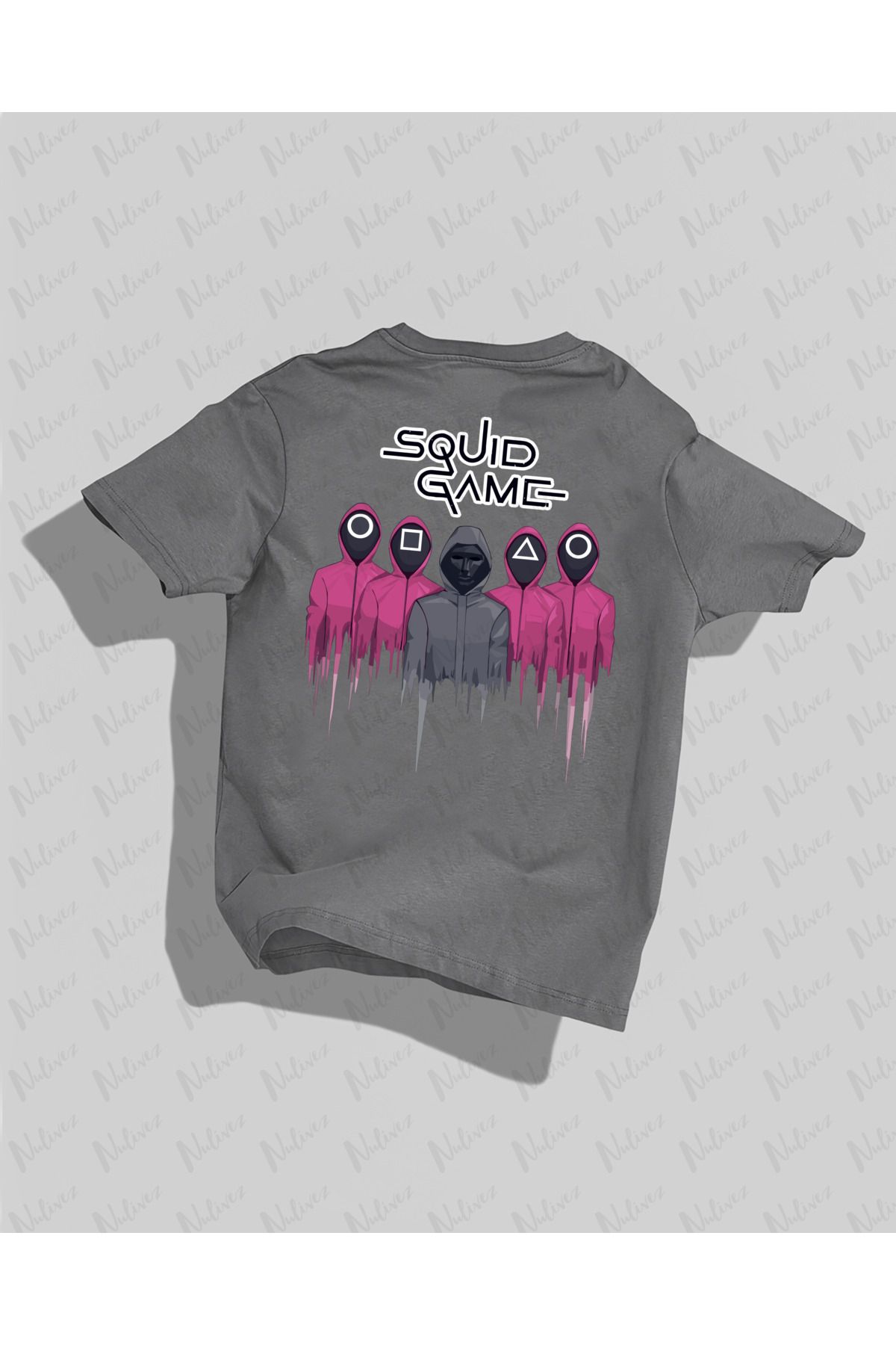 Nulivez Squid Game Tasarımı Sırt Baskılı Yüksek Kalite Kompakt Unisex Oversize T-Shirt