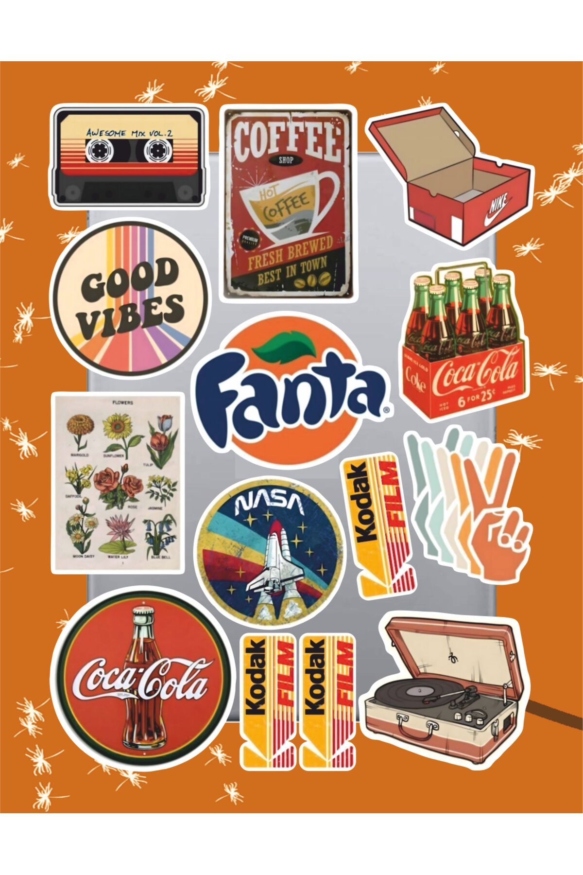 hediyenebak Vintage Nostaljik Sticker Seti | Laptop Ajanda Pc Tablet Telefon Defter Etiket Bullet Journal