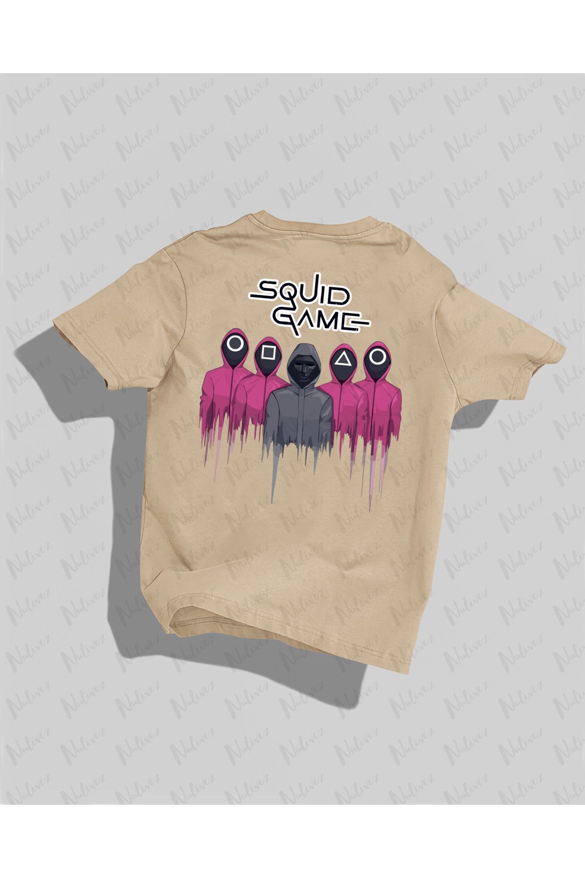 Nulivez Squid Game Tasarımı Sırt Baskılı Yüksek Kalite Kompakt Unisex Oversize T-Shirt