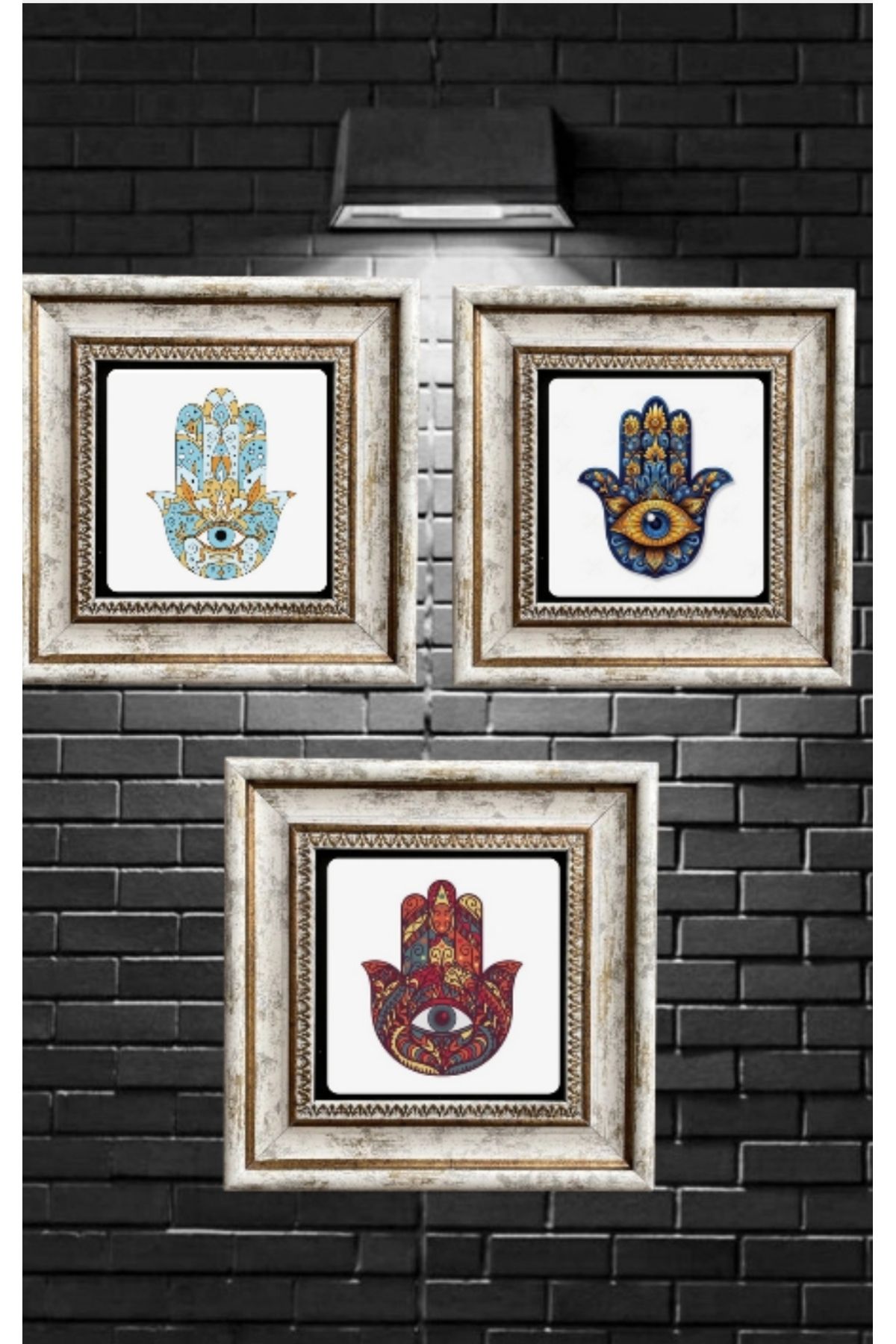 STONEVİVEART İslami Eserler Doğal Taş Duvar Tablosu 20x20Cm 3lü Duvar Dekoru