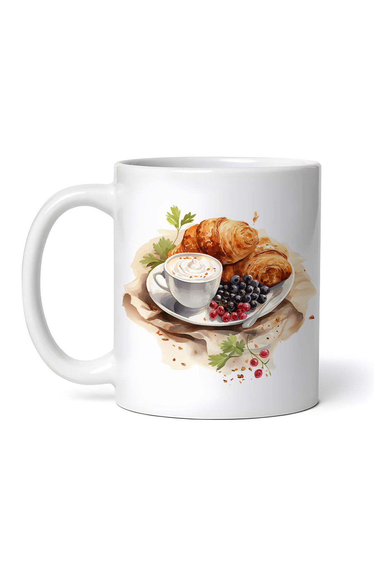 OEM Cană Albă Personalizată, Cappuccino Cu Croissant Și Afine, Inovatix . 330 Ml - One Size