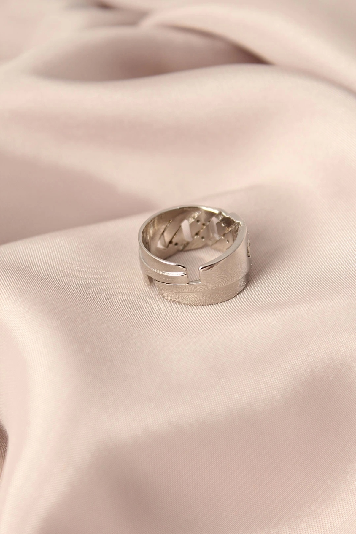 valleyosso-Silver Color Metal Zircon Stone Adjustable Women's Ring 2