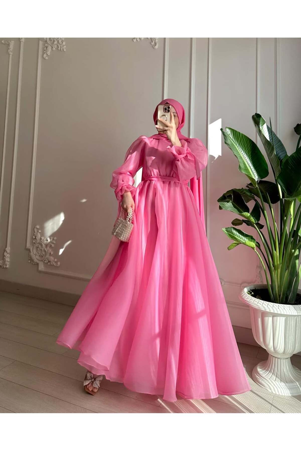 Butik şifon tesetür abiye