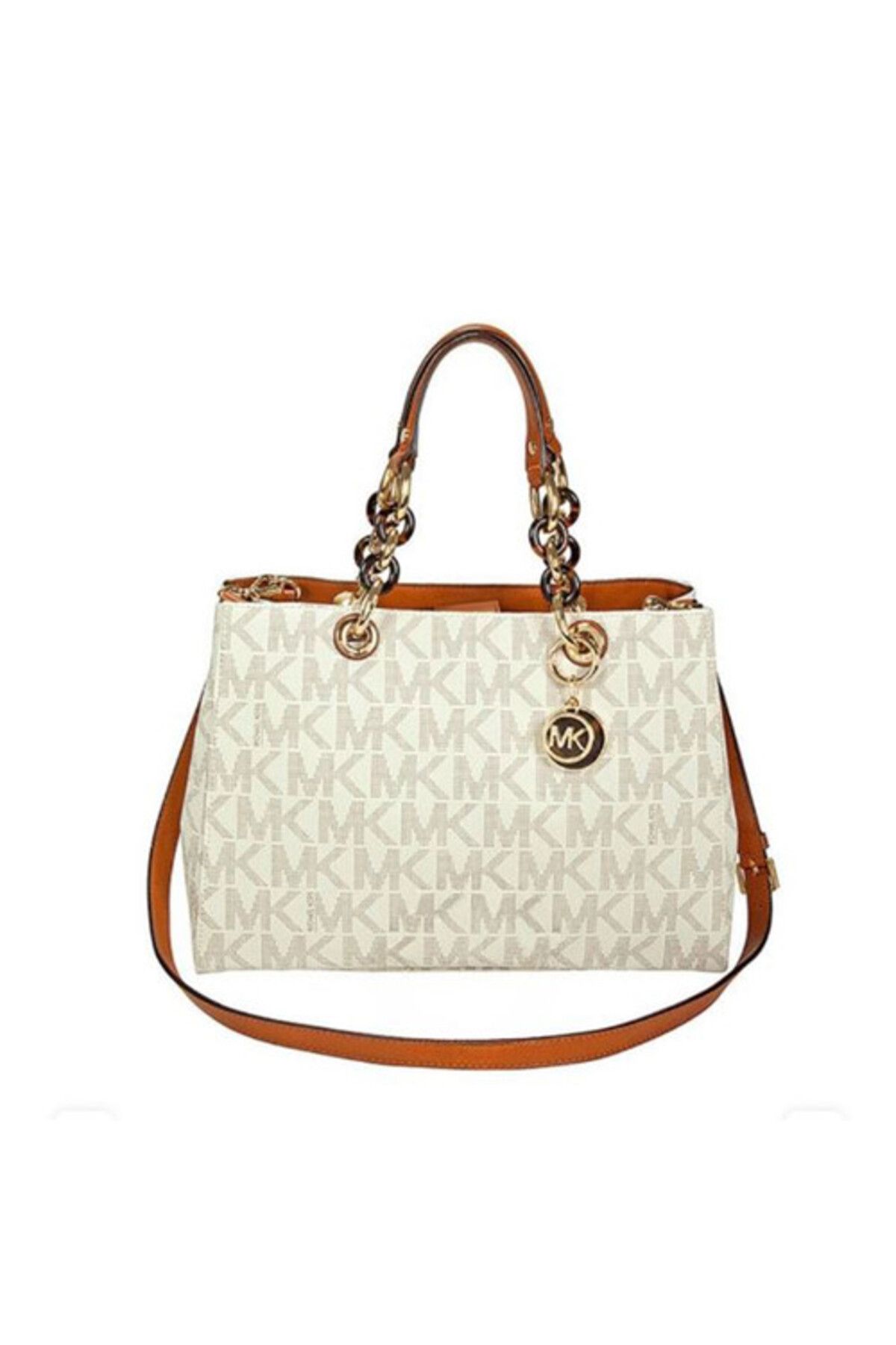 Michael Kors-Michael Kors Cynthia Vanilla PVC Medium Satchel 3