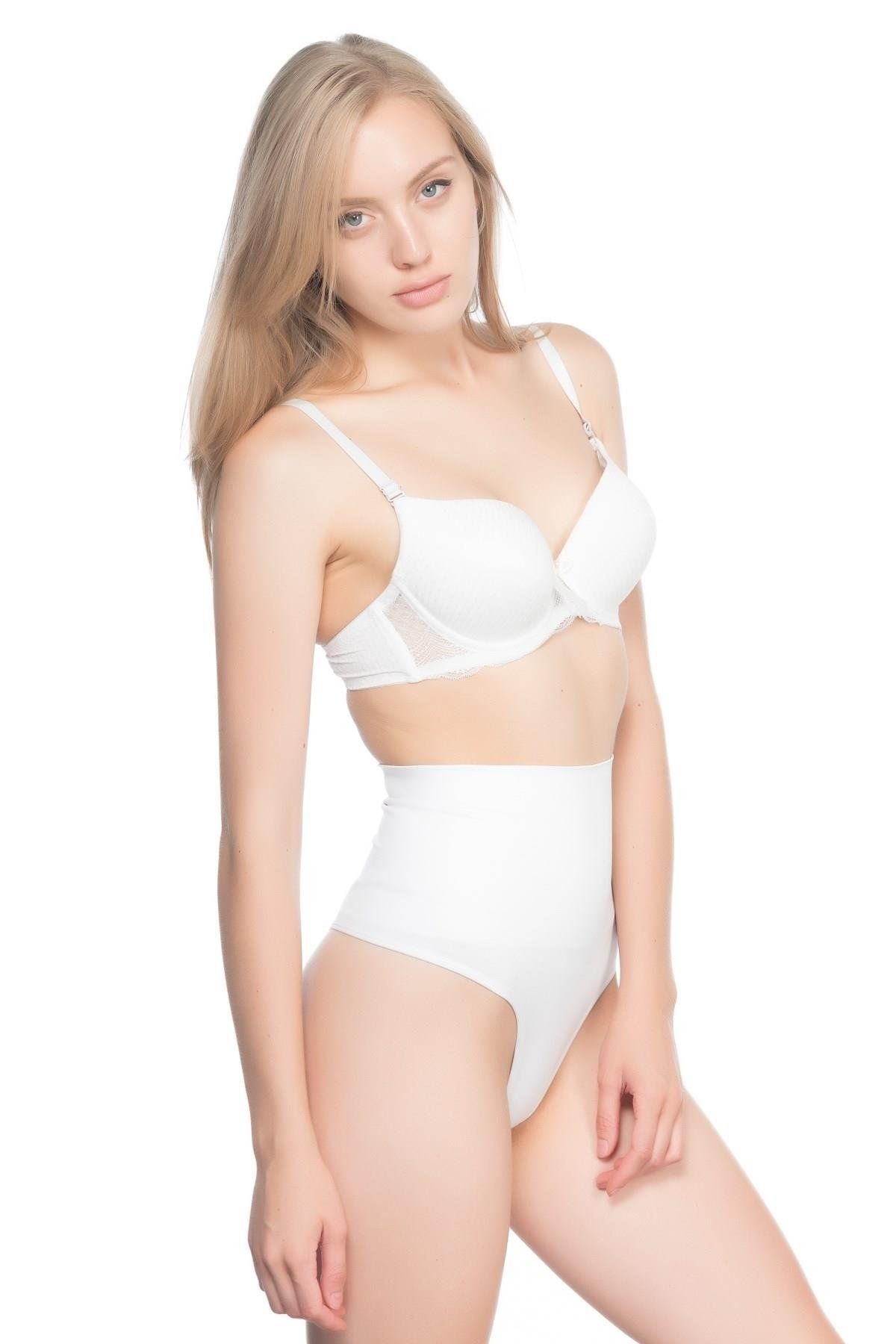 GiyimCity BEYAZ Double String Korse