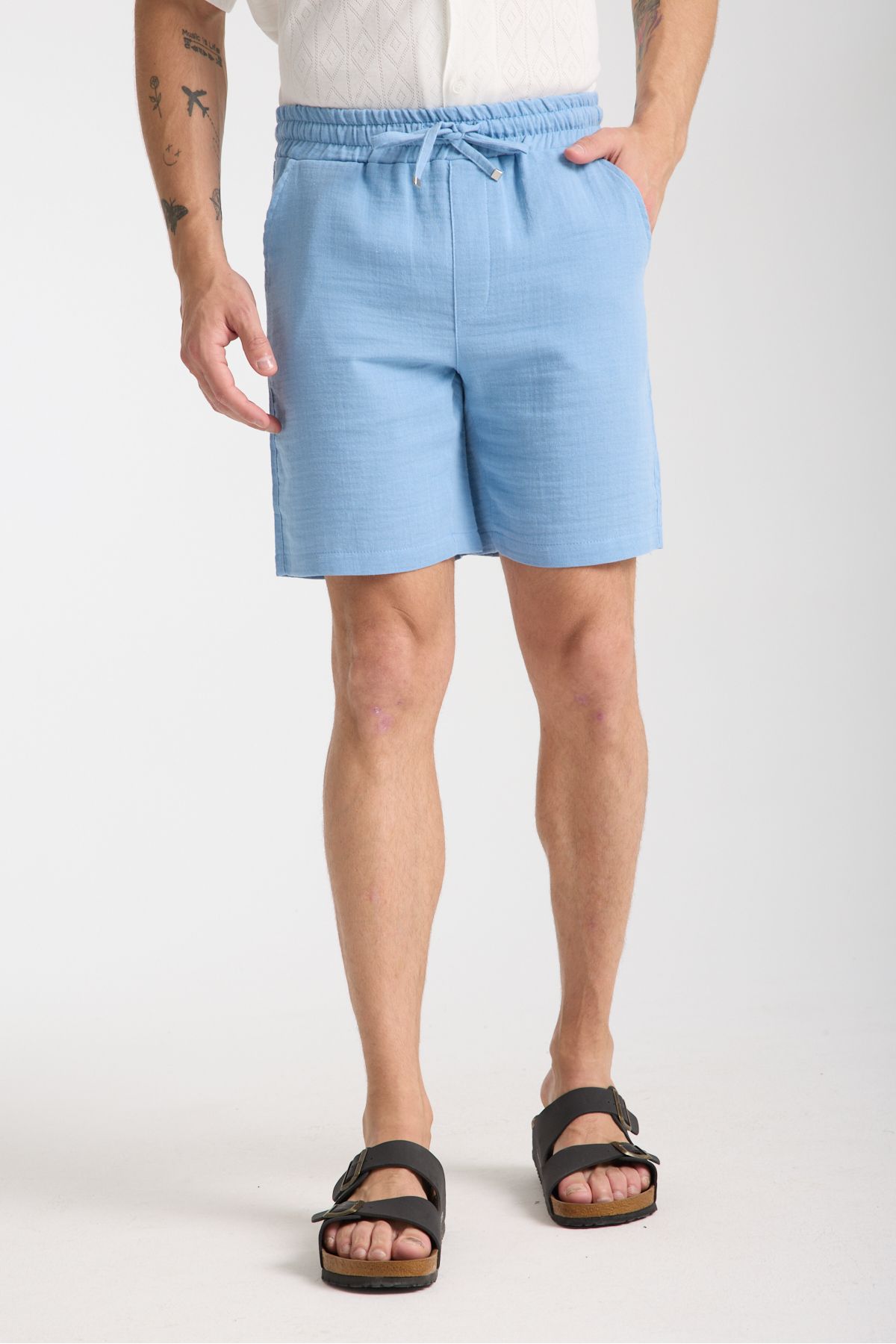 Kaphone10 Erkek Dar Kesim Slim Fit Müslin Şort