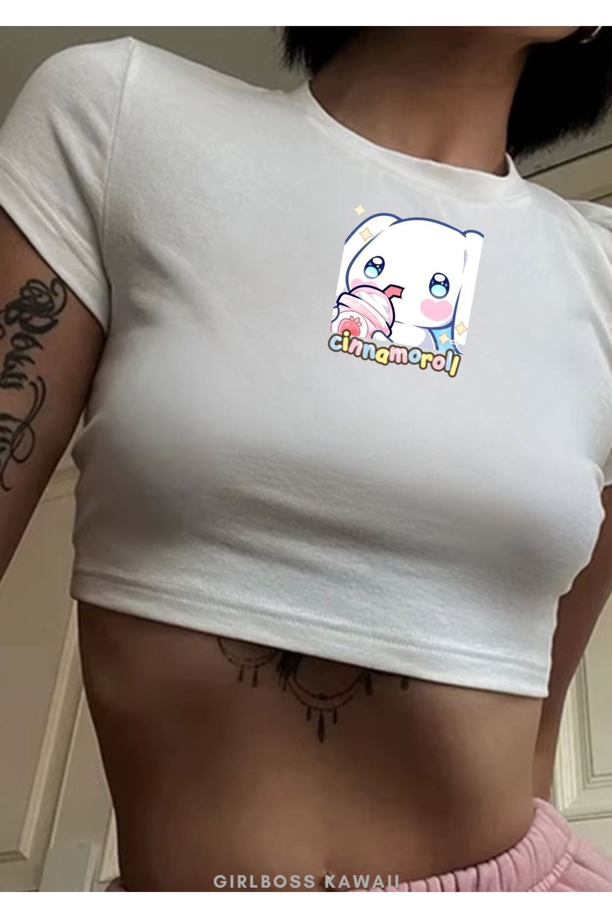 Girlboss Kawaii Girlboss Cinnamoroll crop t-shirt buxe beyazı , 10 farklı model