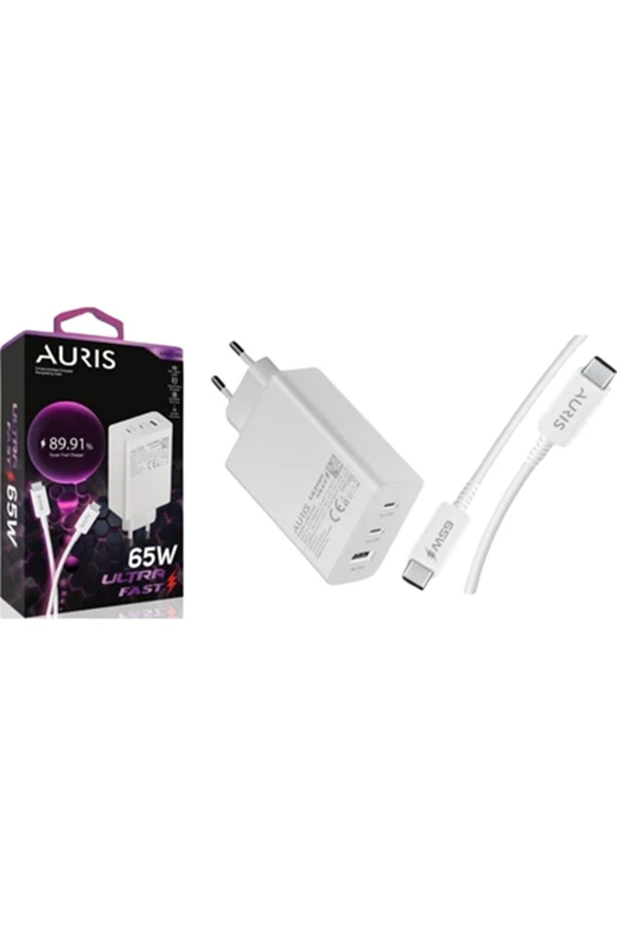 Auris ARS-CH65 65W 3 Çıkışlı Ultra Hızlı Şarj