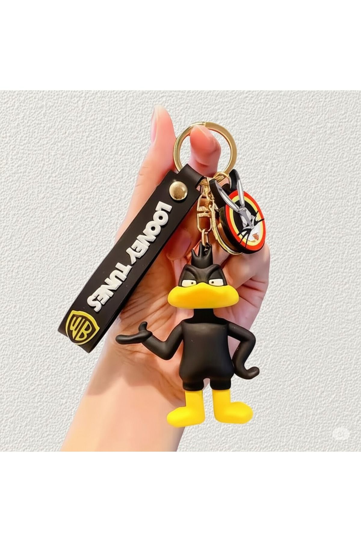 Mimi Aksesuar 3D Lüks Büyük Boy Looney Tunes Karekteri (Daffy Duck) Slikon Anahtarlık & Çanta Aksesuarı Süs