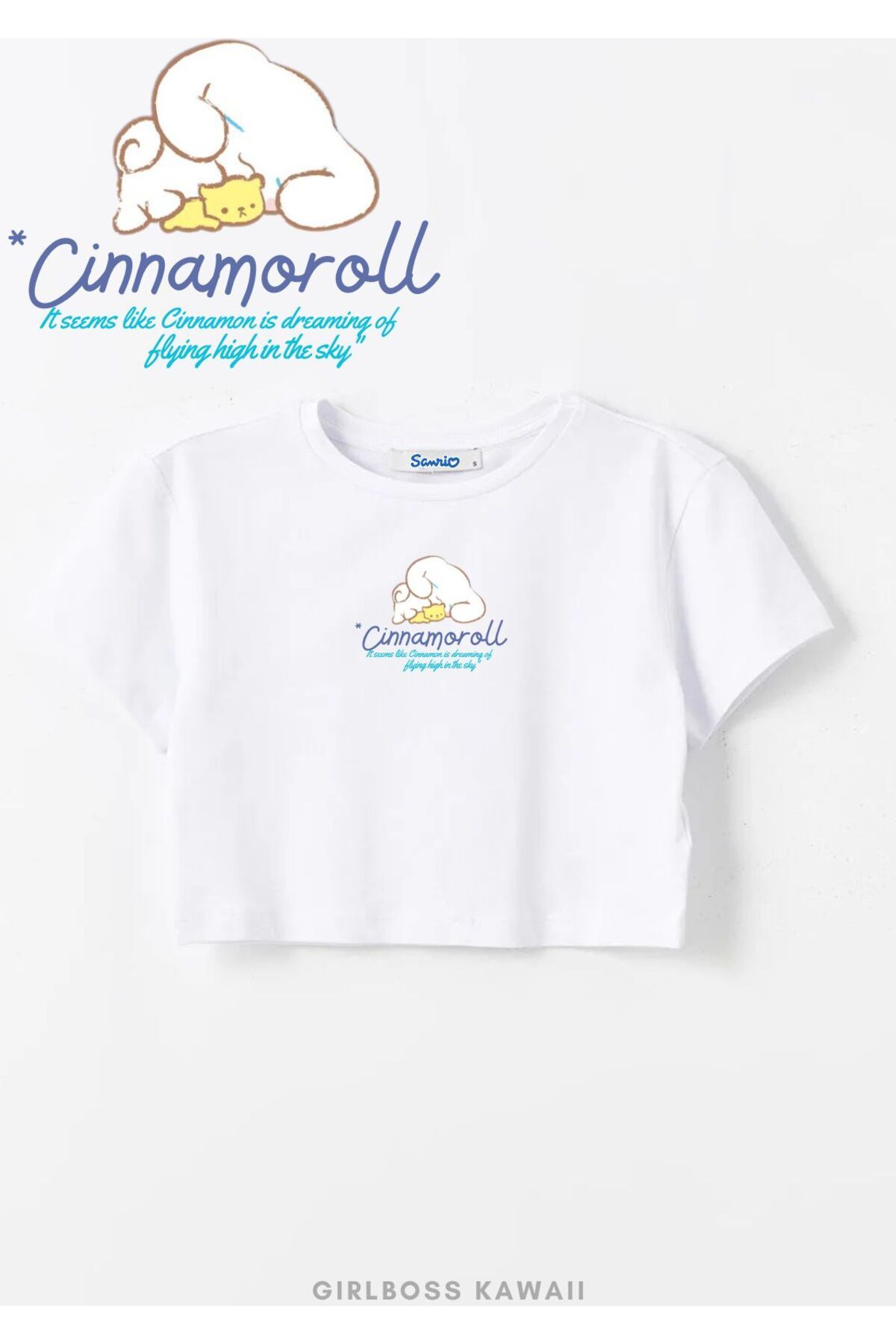 Girlboss Kawaii Girlboss Cinnamoroll crop t-shirt buxe beyazı , 10 farklı model