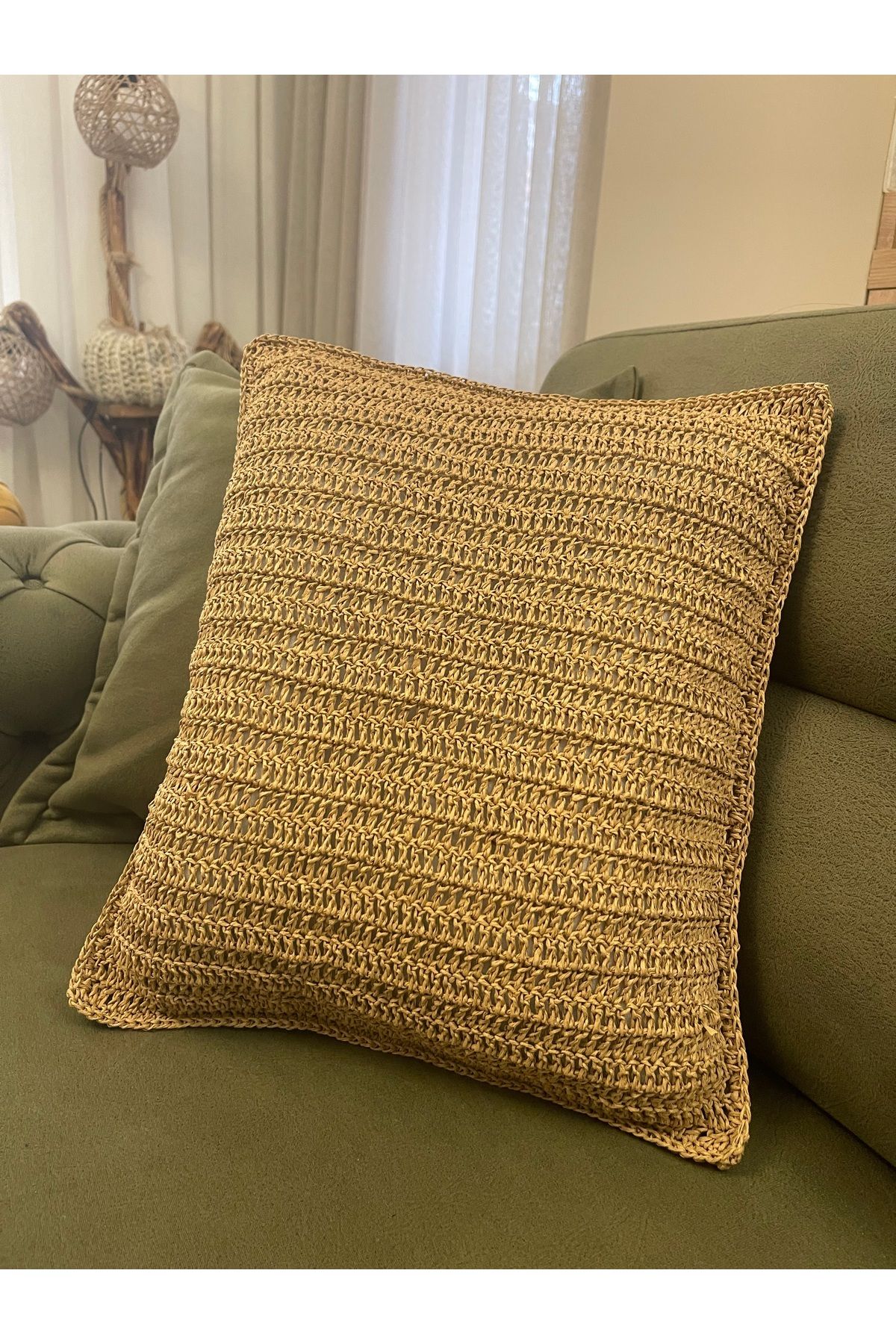 örgü Kâğıt ip kırlent 44x38