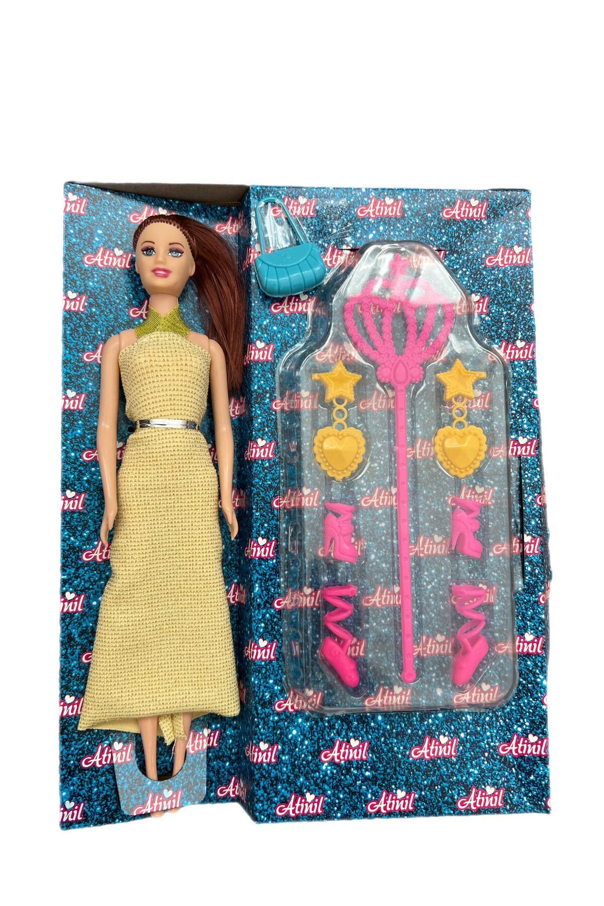 alpmodel Asalı Aksesuarlı Elbiseli Atinil Girl Bebek 29 Cm