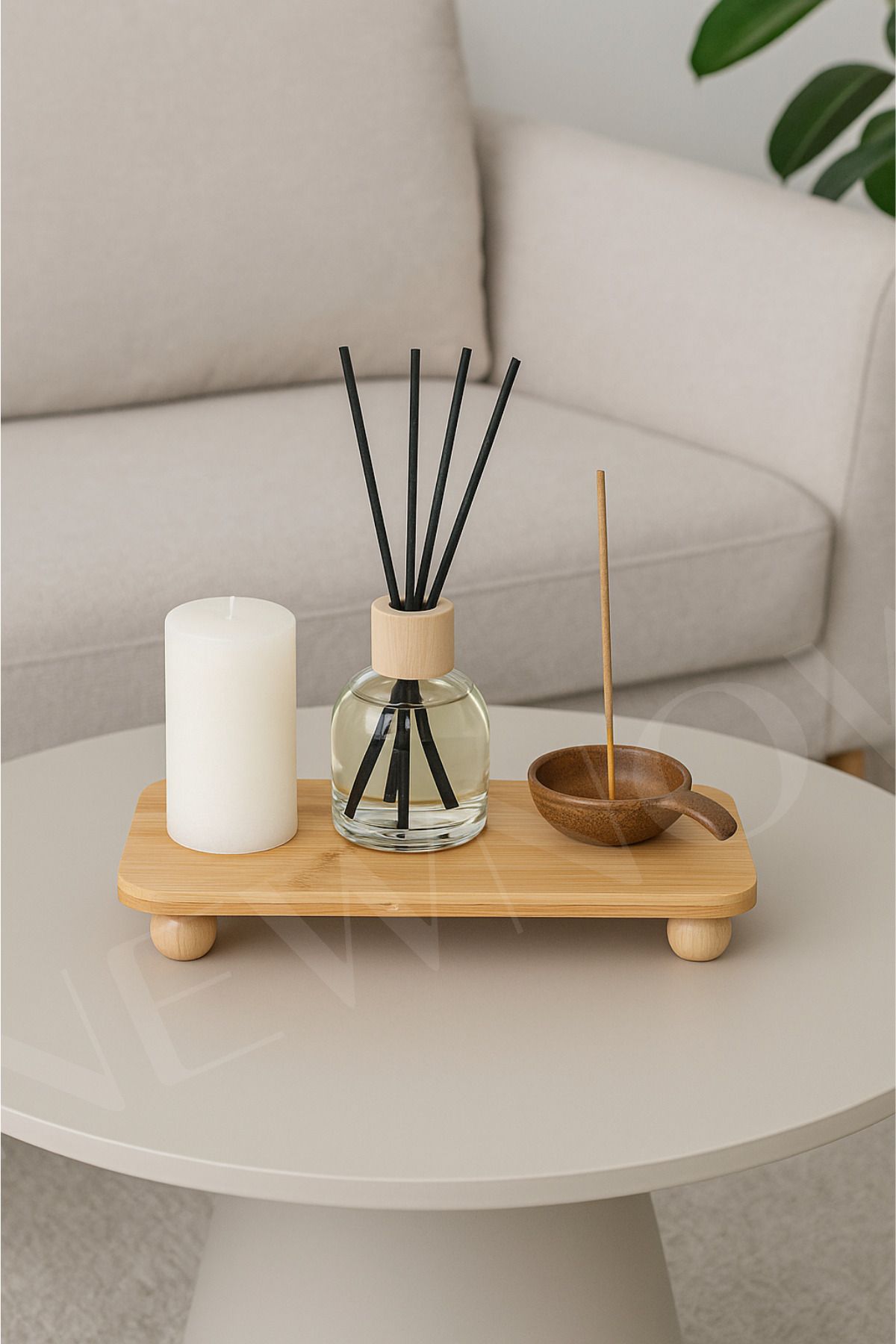 NEWNOW Bambu Top Ayaklı Yağdanlık Standı, Servis ve Sunumluk, Yükseltici, Düzenleyici Stant
