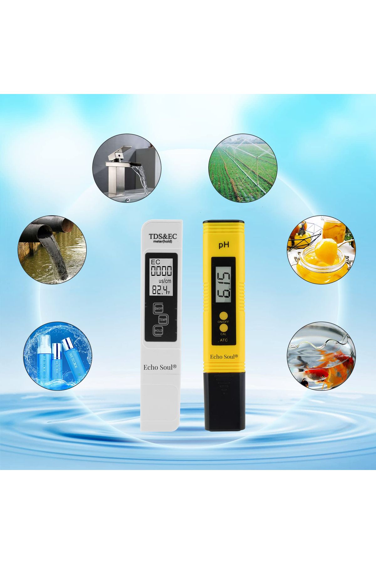 Echo Soul-Set of 2 Echo Soul® drinking water quality testers, 4 in 1, Digital verification 8