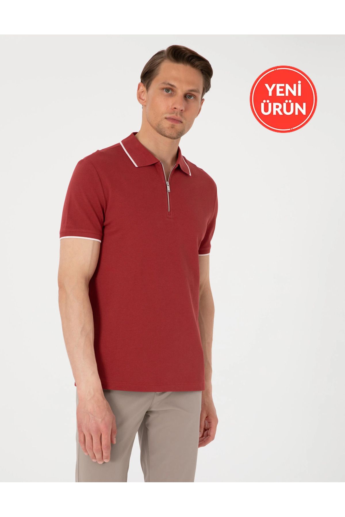 Pierre Cardin Nar Çiçeği Slim Fit Polo Yaka T-Shirt