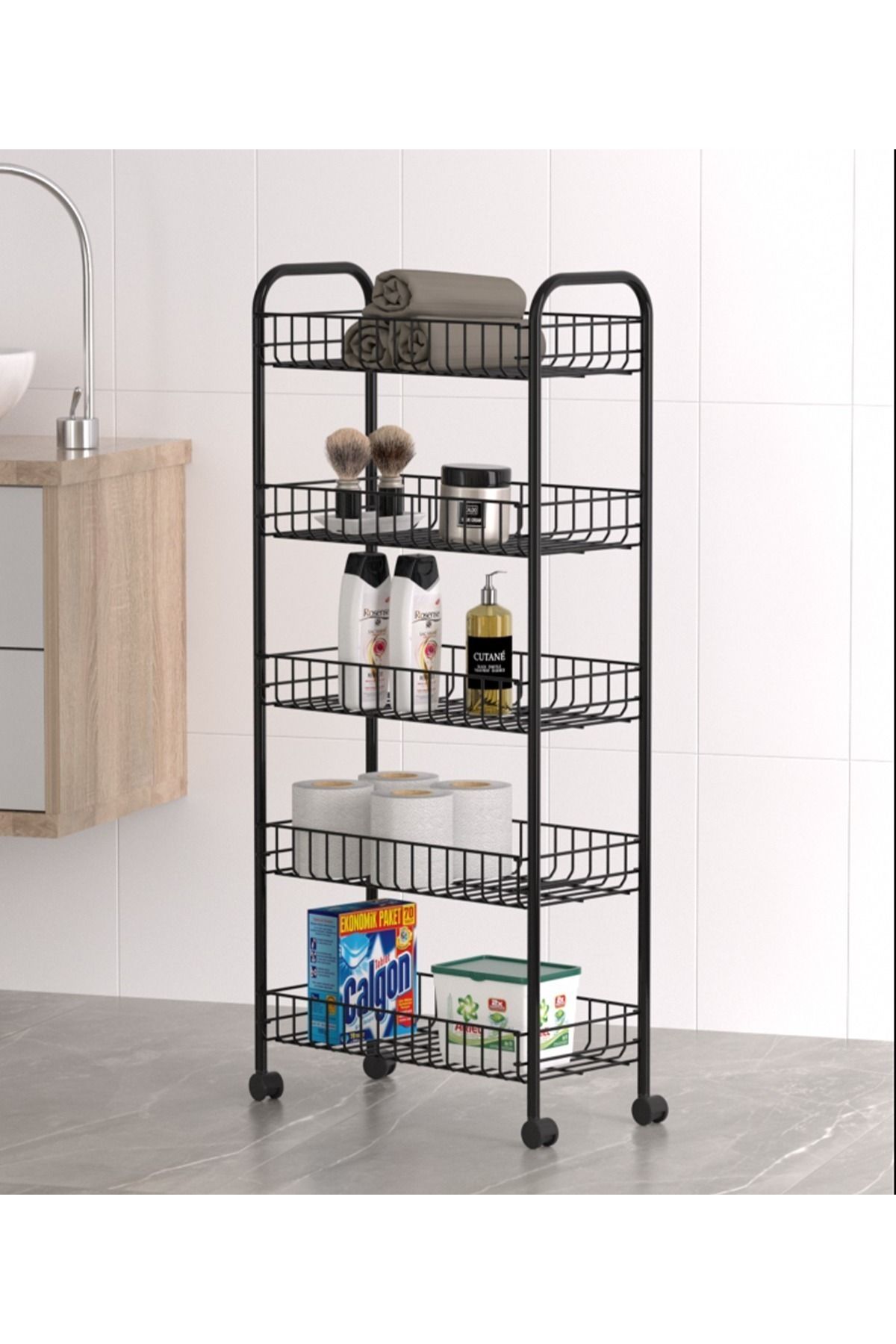 ego home 5 Katlı Metal Raf Sebzelik Patateslik Soğanlık Meyvelik Patates Soğan Sepeti Çok Amaçlı Metal Raf