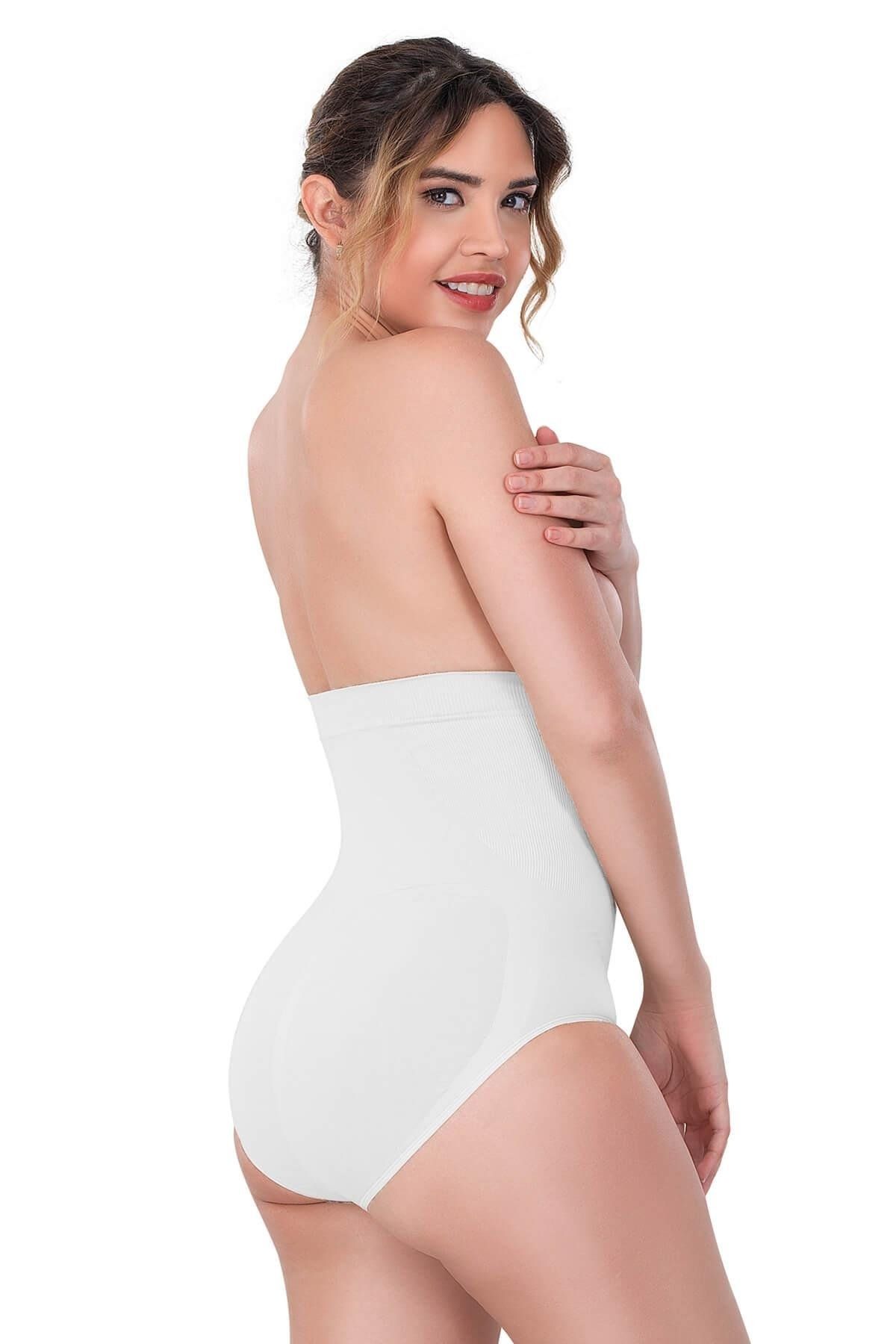 GiyimCity BEYAZ Yüksek Bel Çıtçıtlı Slip Korse