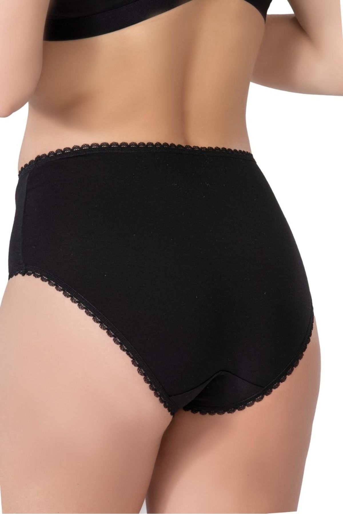 GiyimCity SİYAH Cotton Yüksekbel Dantelli Külot