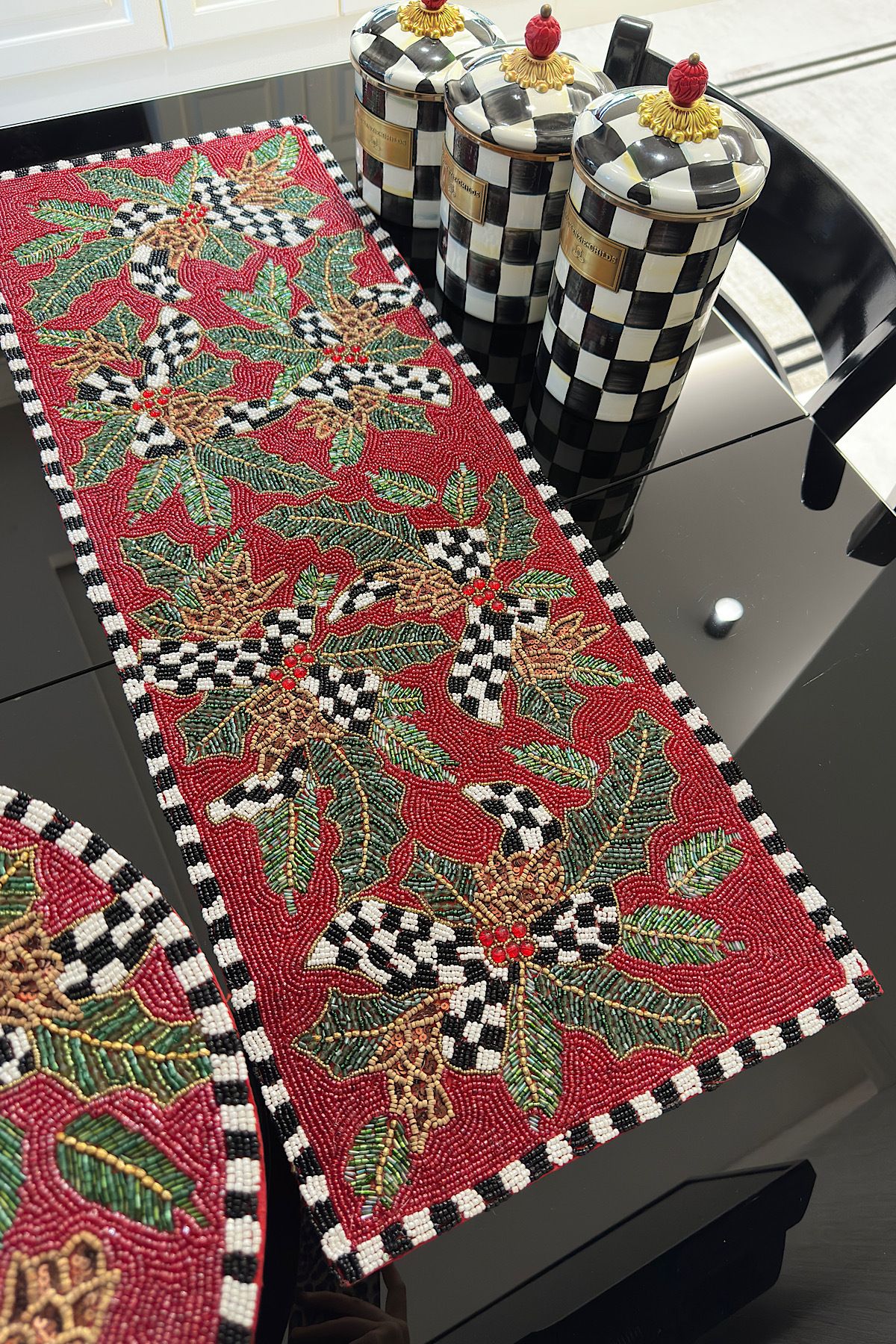 Bi Bashka El işleme tasarım boncuklu runner 33x90 cm