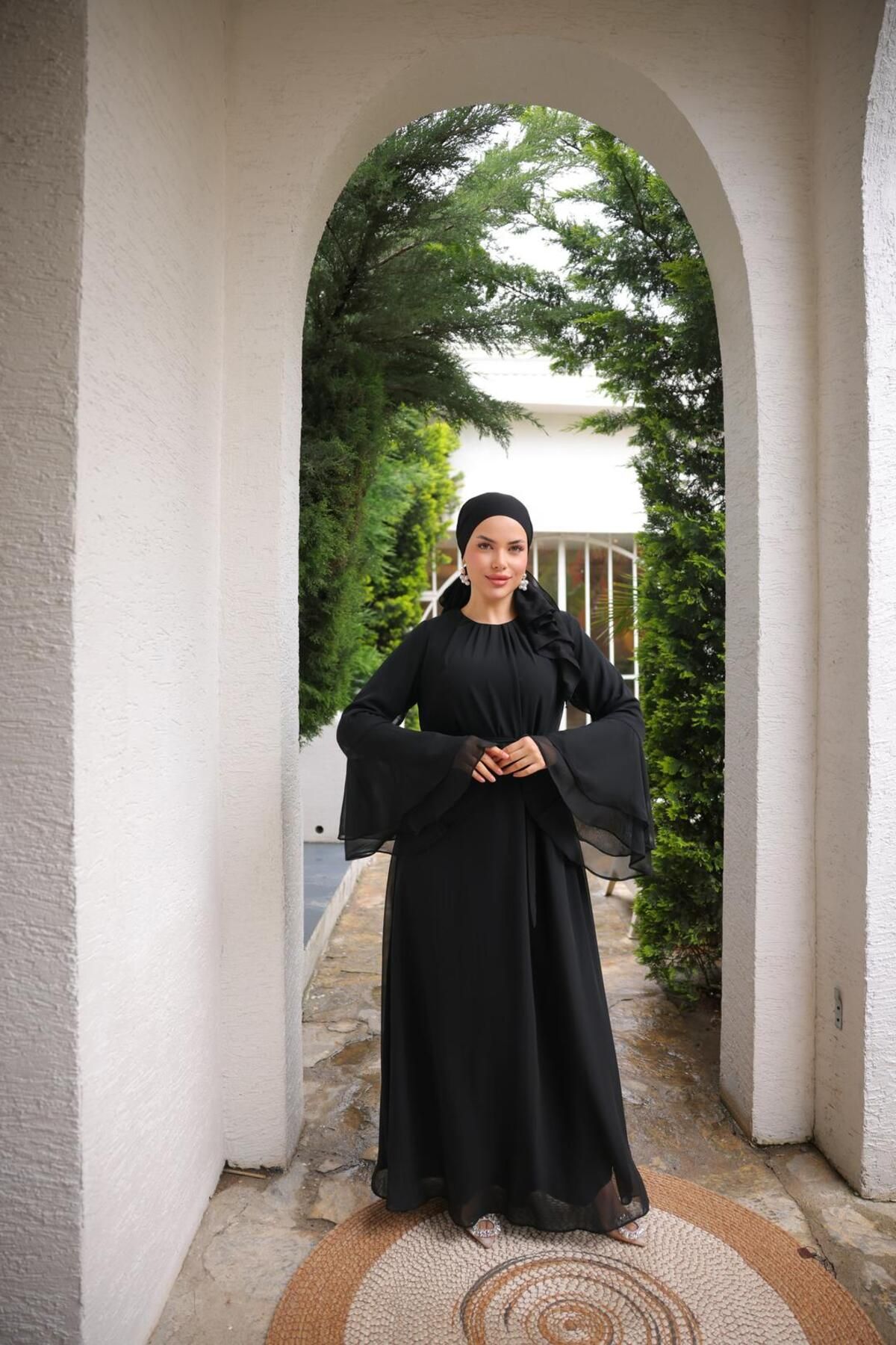 Nissra Ankanoor Astarlı Şifon Elbise Anka255088