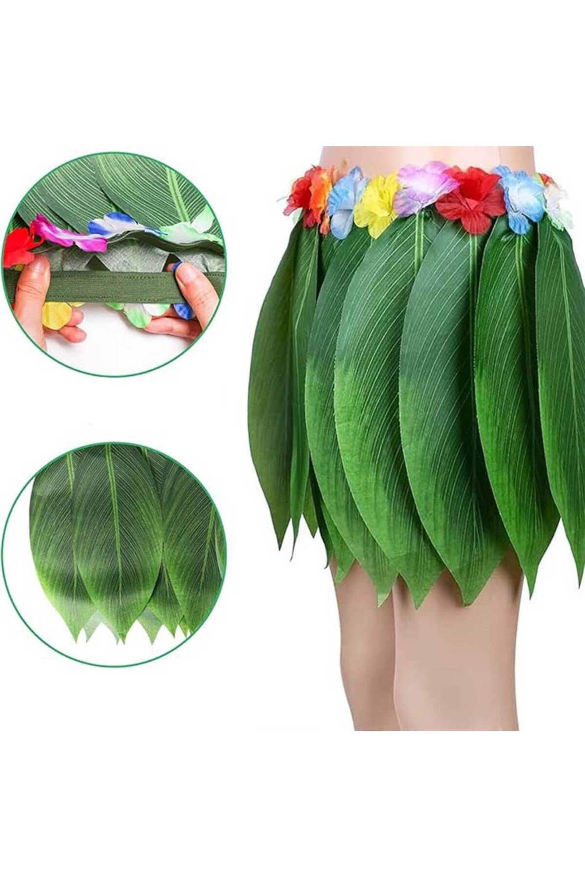 Easy Tedarik Tropikal Esintili Hawaii Yapraklı Parti Eteği Yetişkin Boy