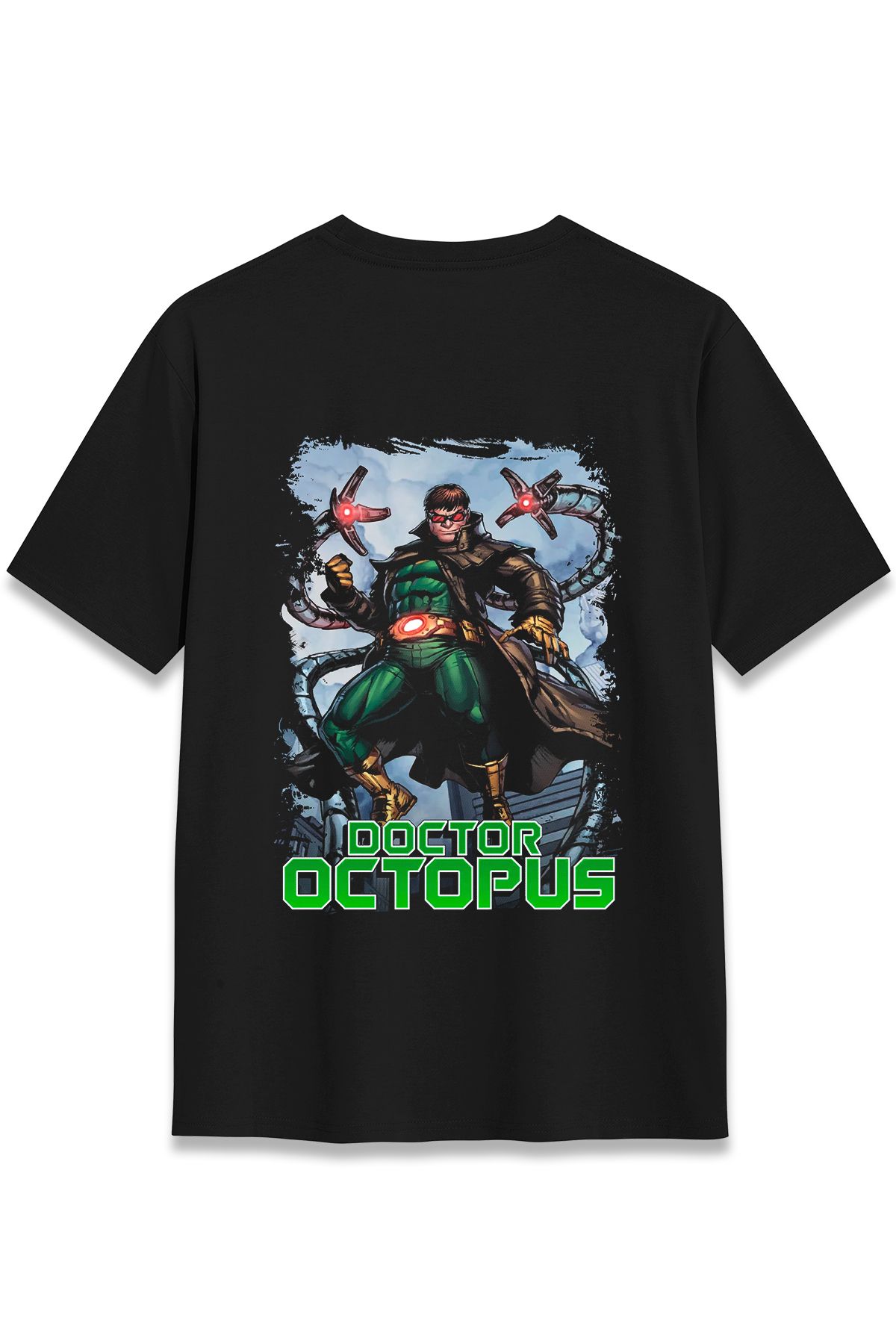 EZG Business DOCTOR OCTOPUS Model Sırt Baskılı T-Shirt Unisex %100 Pamuk Cotton Rahat Regular Halftone Tişört