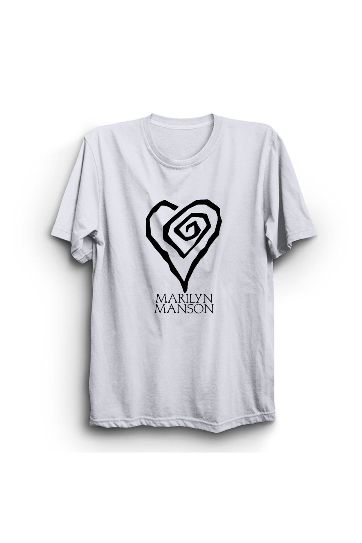 The Fame Marilyn Manson, Heart Logo, Rock Metal Müzik Grubu Baskılı, Unisex, %100 Pamuk Tişört