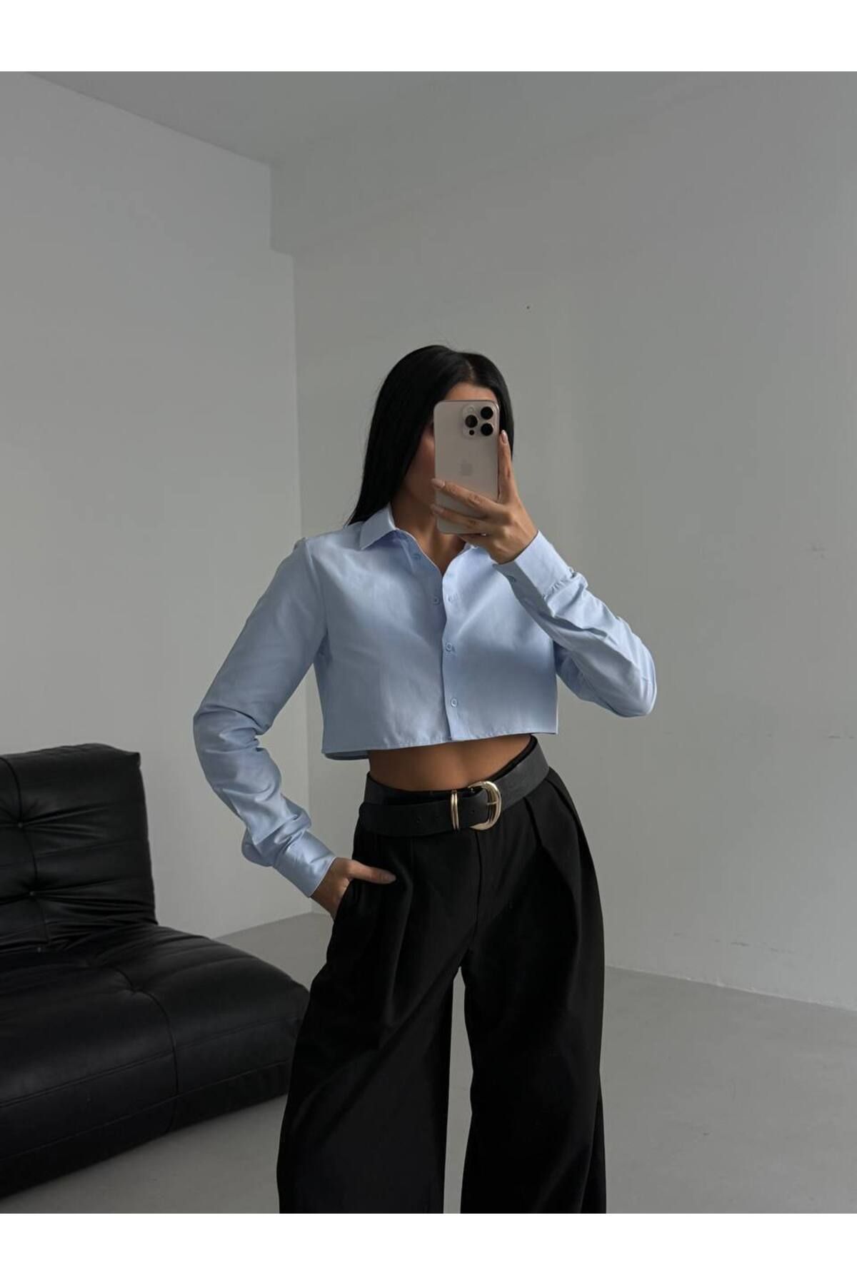 Secret Passion Lingerie Yeni Sezon Kadın Basic Crop Gömlek 52218026