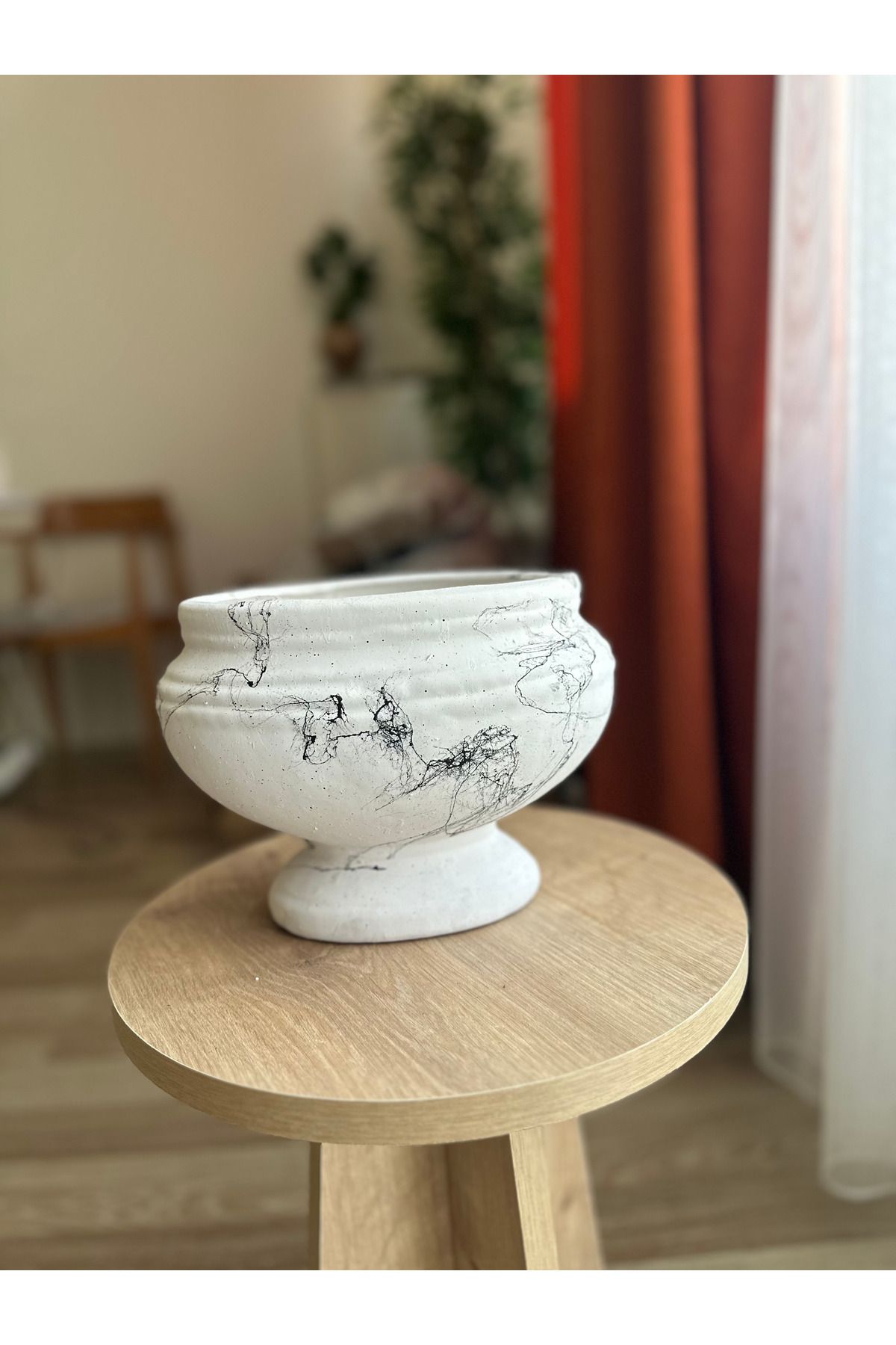 LAVİTTA mermer desenli seramik saksı & vazo 19 cm yükseklik ,20 cm çap ( 1 adet )