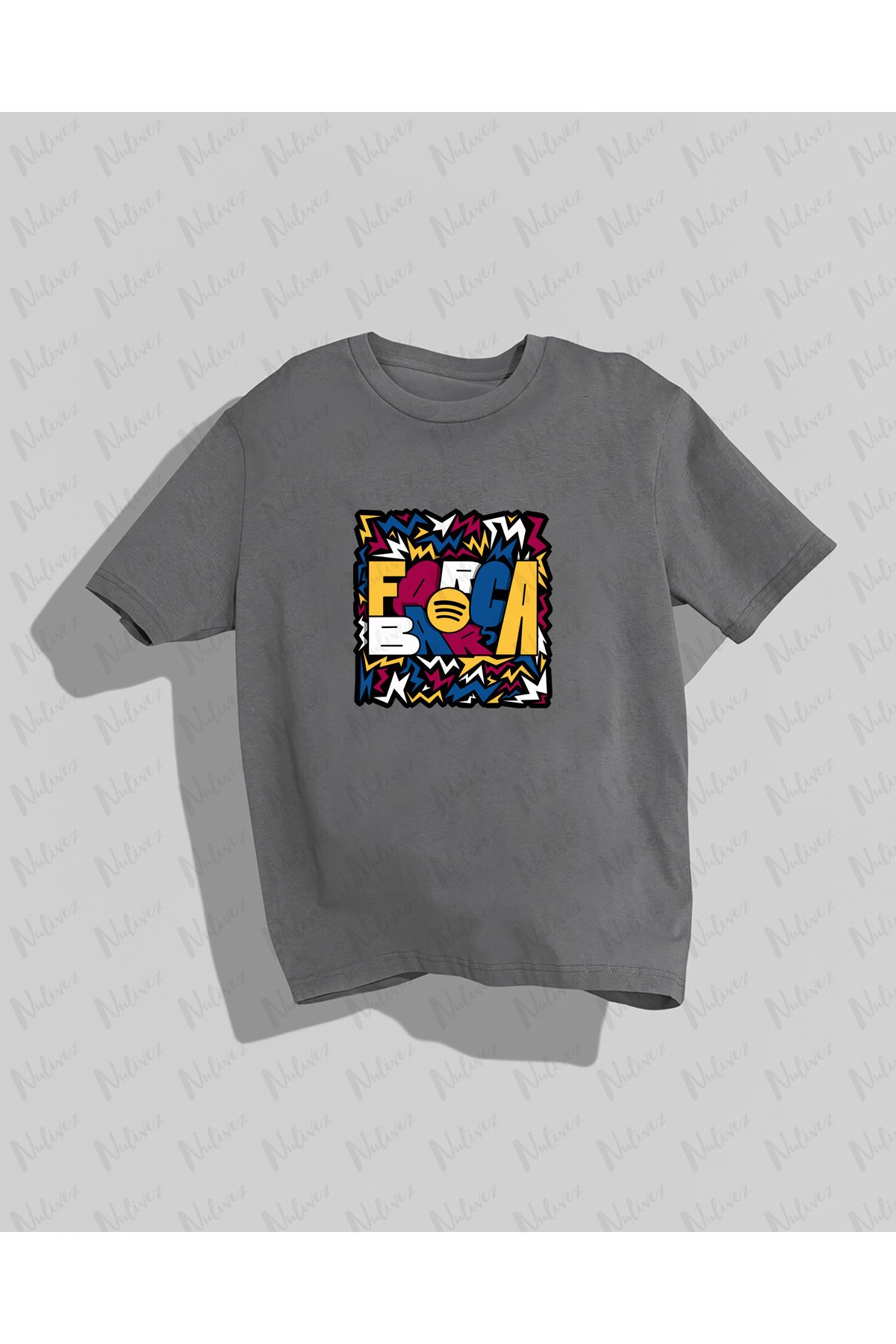 Nulivez Barcelona Tasarımı Baskılı Yüksek Kalite Kompakt Unisex Oversize T-Shirt