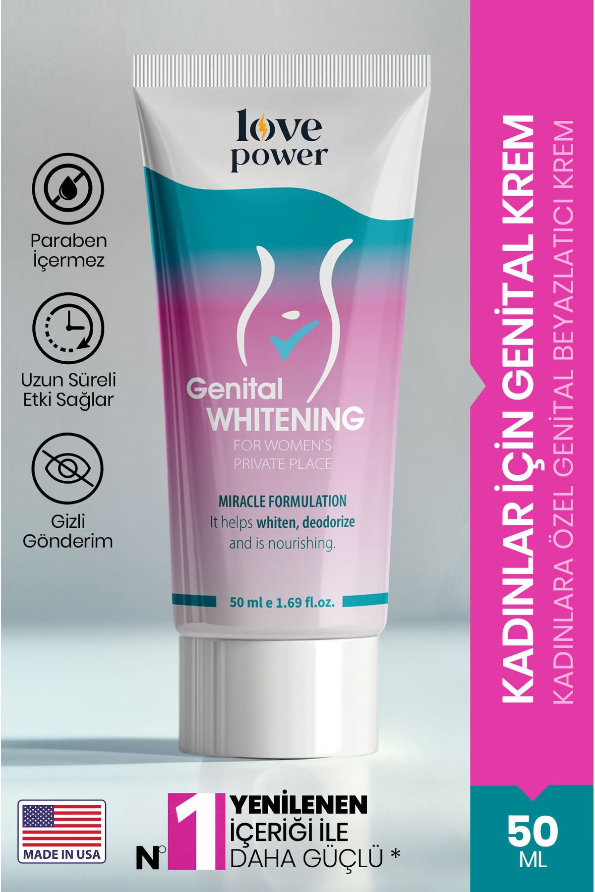 Love Power Kadın Genital Beyazlatıcı Krem 50 ml Vaginal Whitening Cream Made In USA