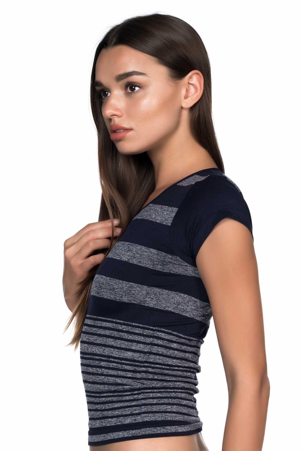 GiyimCity LACİVERT Soft Seamless T Shirt