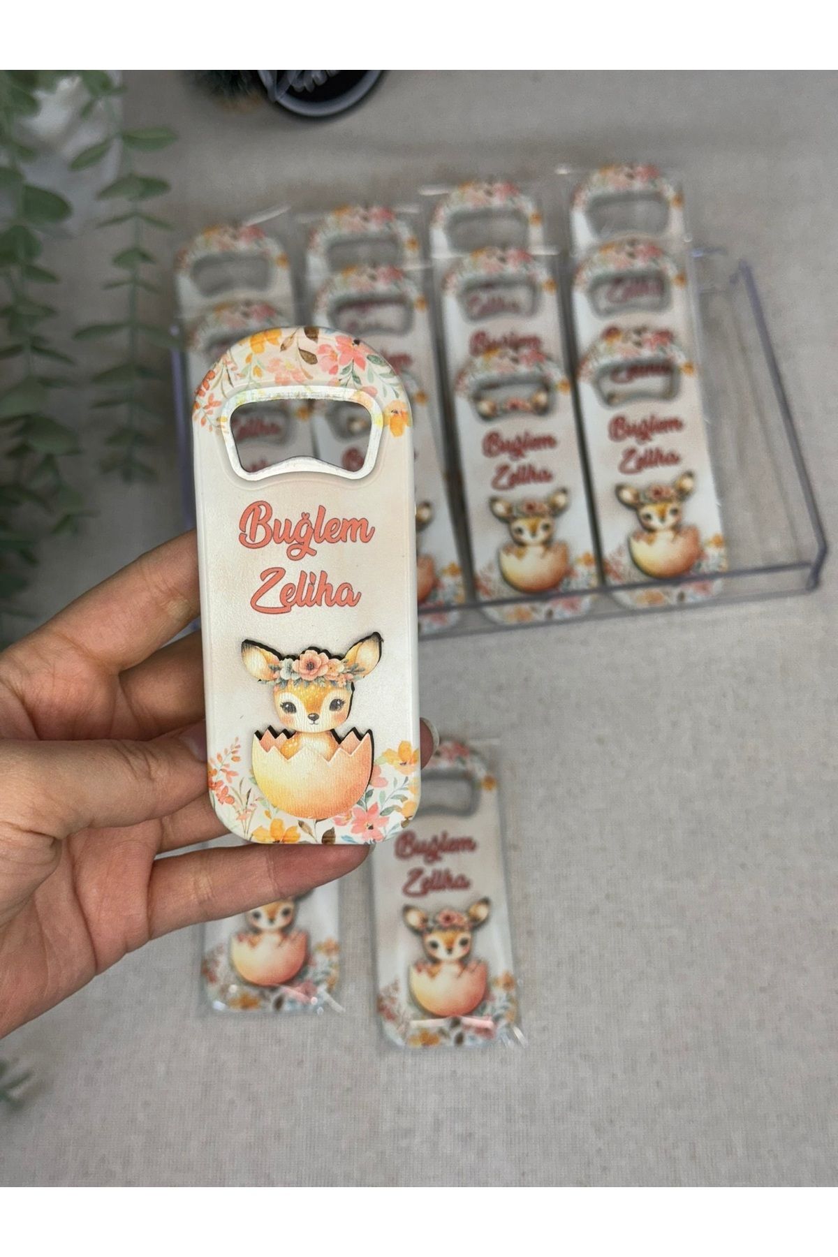 Baykuş Craft Mimarlık 3 Boyutlu Kabartmalı Yeni Doğan Mevlit Hediyelik Kız Bebek Açacak Magnet-Ceylanlı-toplam 20 Adet
