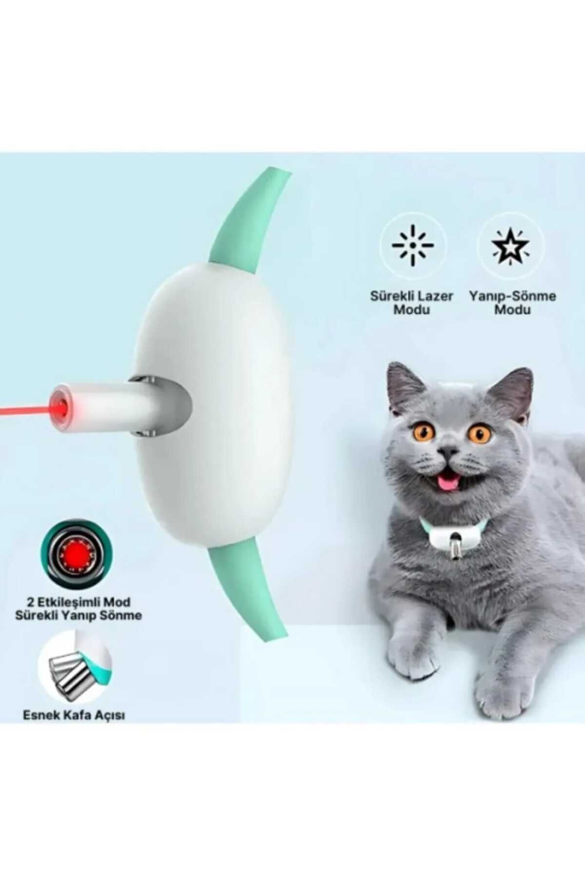 lawrenceshop Akıllı Lazerli Tasma Kedi Oyuncağı Eğitici Kedi Egzersiz Oyuncağı USB Şarjlı Kedi Tasması Lazer
