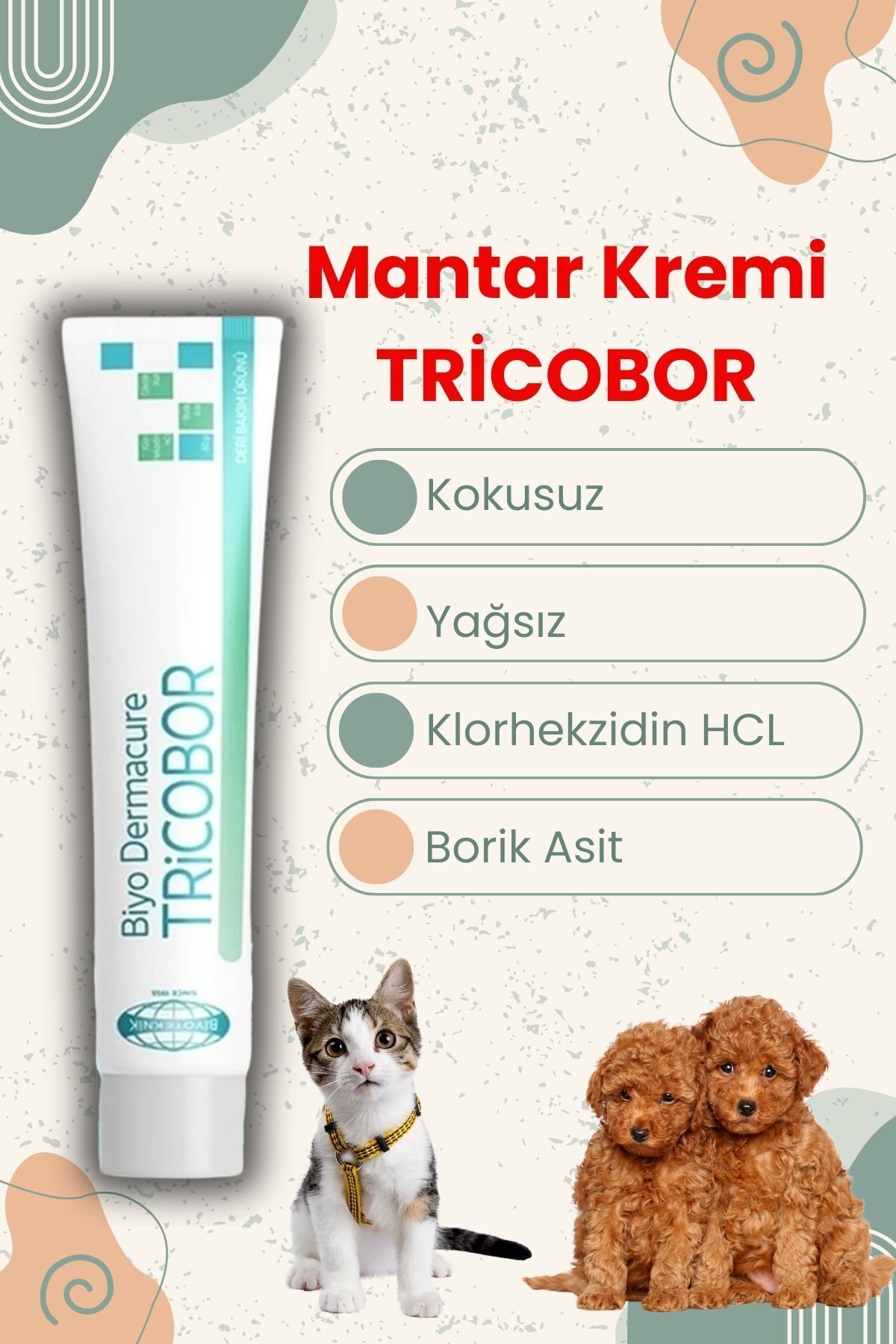 Tricobor Kedi Ve Köpekler Için Mantar Kremi Deri Kremi 80 gr X 1 Adet