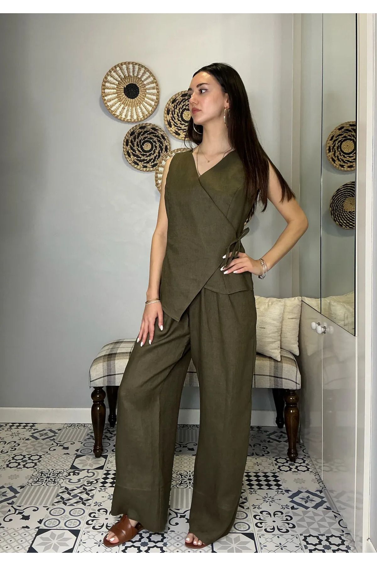 saze butik KETEN HAKİ YELEK