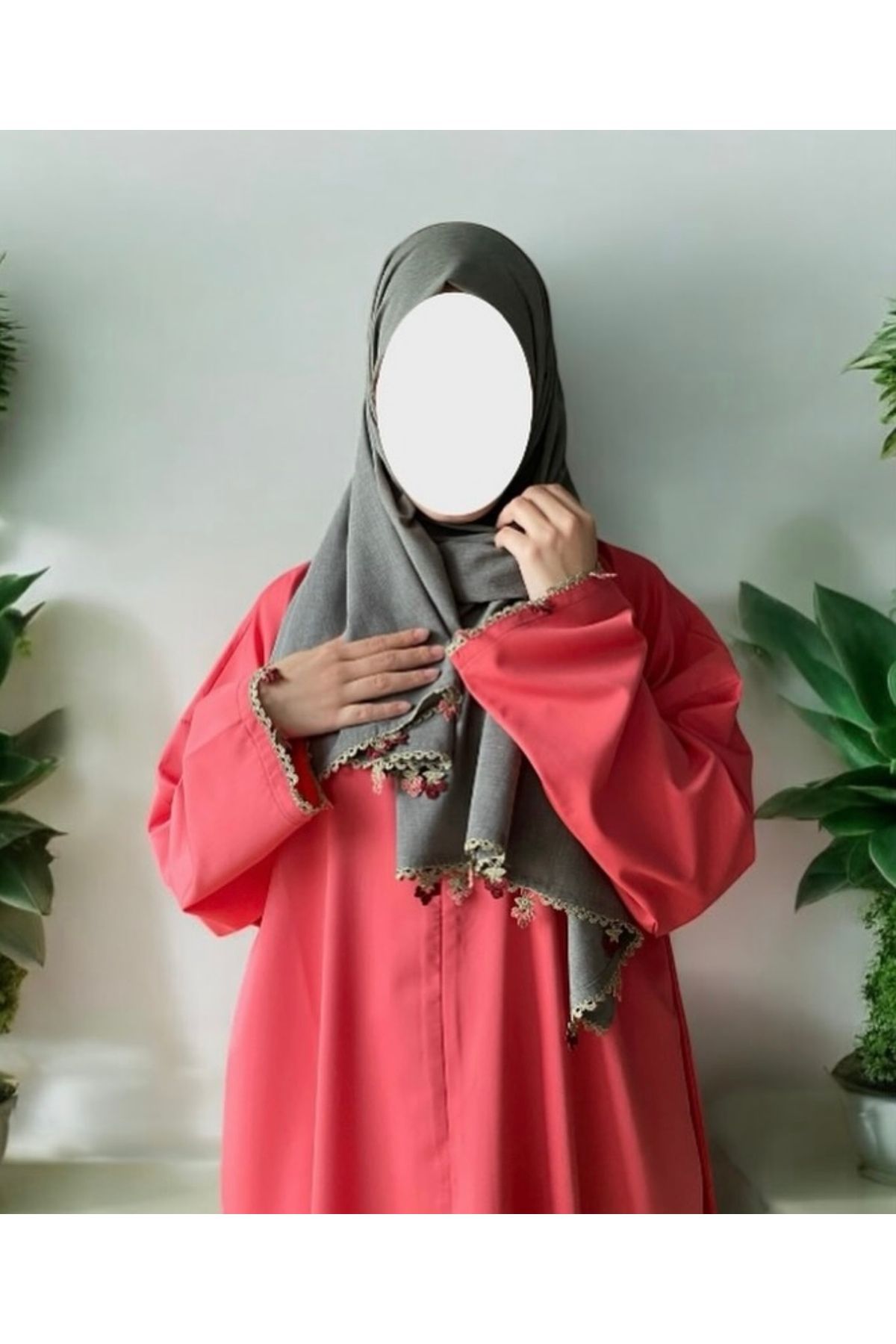 Nimet Abla Butik-Hand Embroidered Prayer Robe Suit 1