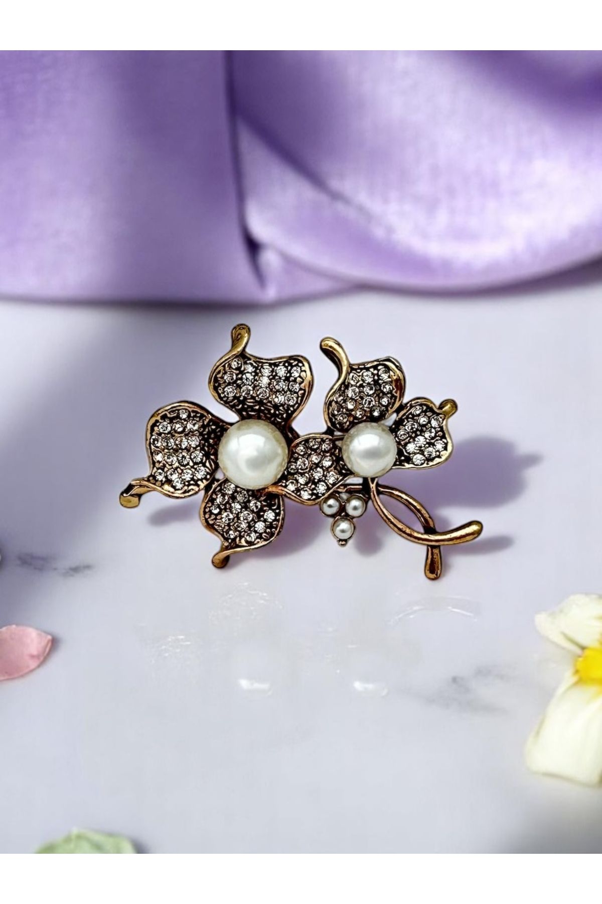 FUYA JEWELLERY İkili Çiçek Broş