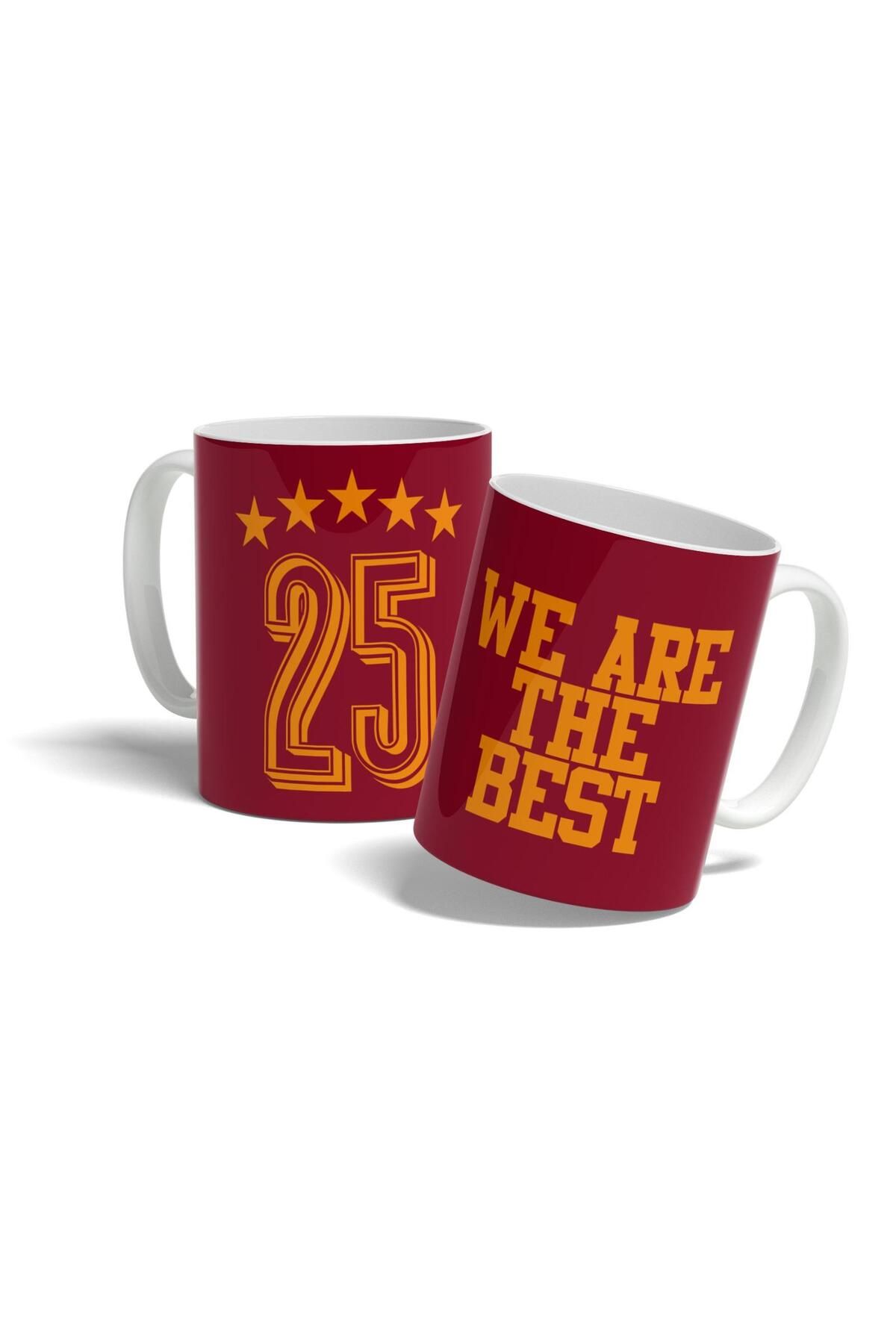OFFSIDE We Are The Best 25. Şampiyonluk Sarı Kırmızı Taraftar Kupa Bardak Baskılı Kupa Hediye Porselen Kupa