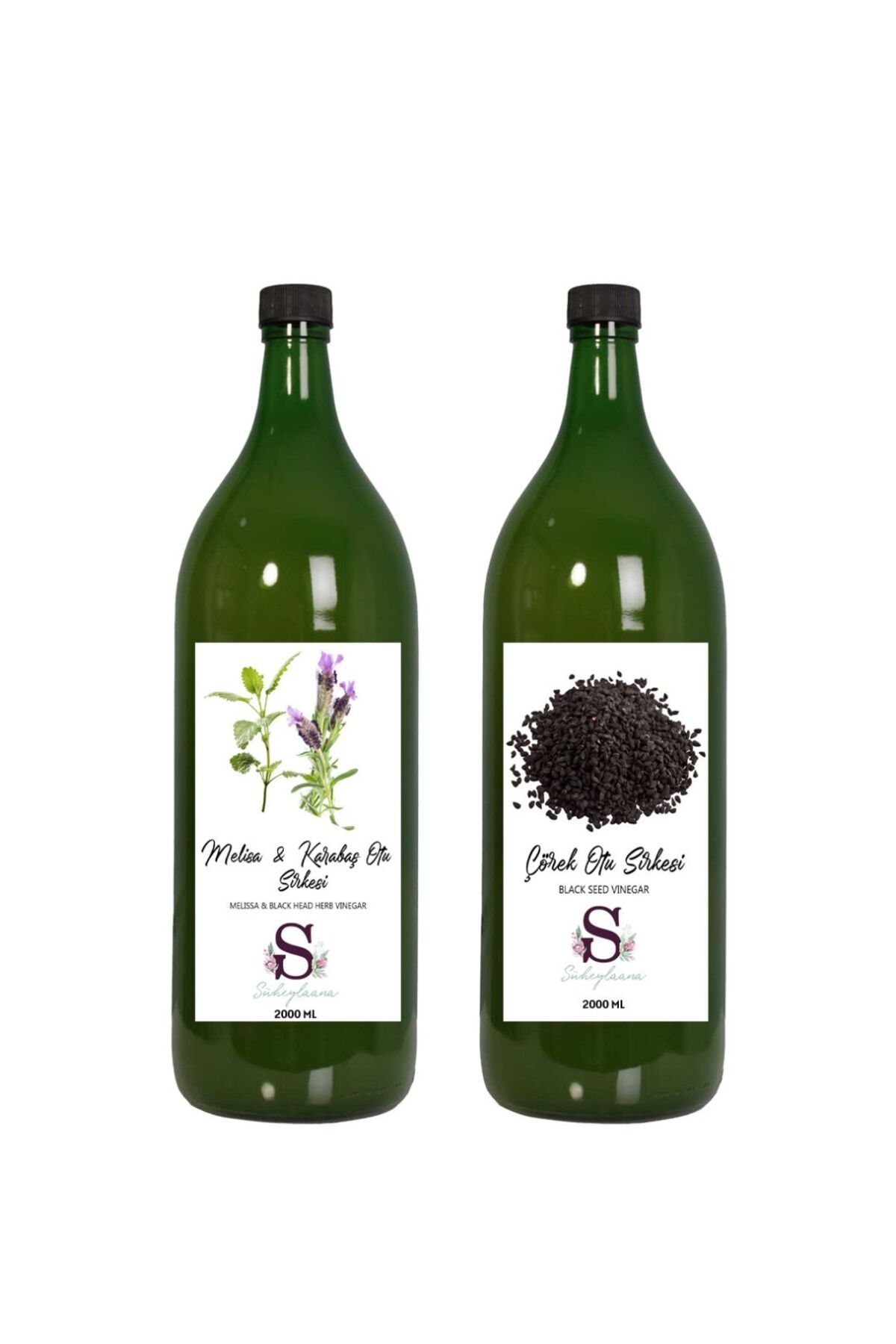 Süheylaana Doğal Melisa & Karabaş Sirkesi 2000 Ml - Doğal Çörek Otu Sirkesi 2000 Ml