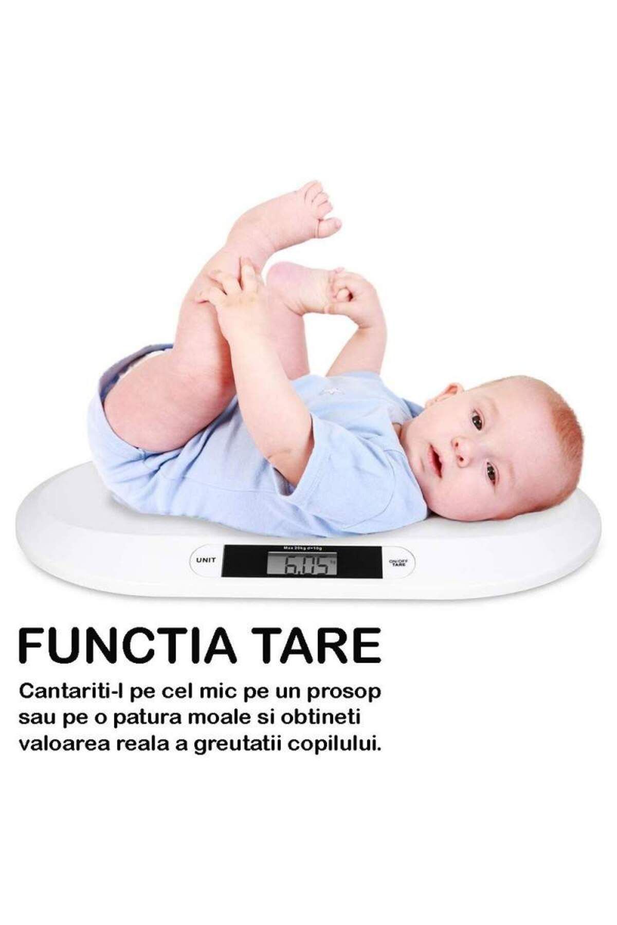 SIKS-Electronic Baby Scale, 20kg, Precise Sensor, Hold Function, Automatic Shutoff, 56x33 cm, White 6