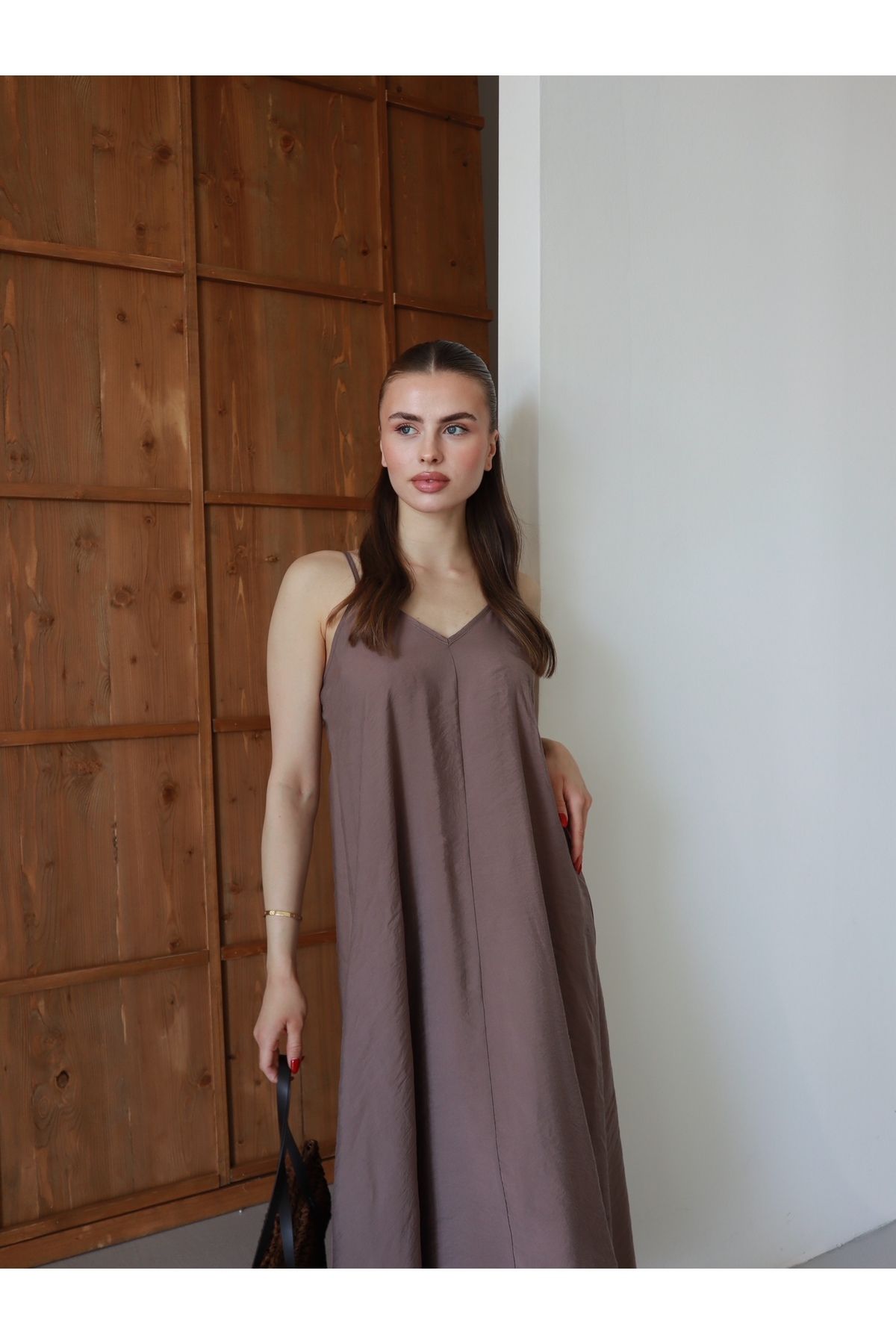 Ekim Store Ham Keten Rahat Kesim Oversize Elbise