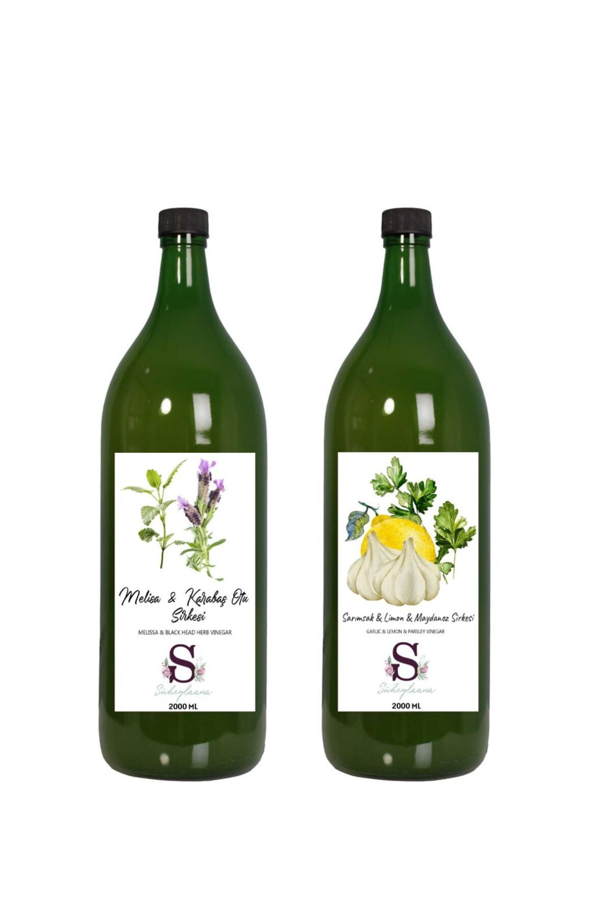 Süheylaana Doğal Melisa & Karabaş Sirkesi 2000 Ml - Doğal Sarımsak & Limon & Maydanoz Sirkesi 2000 Ml