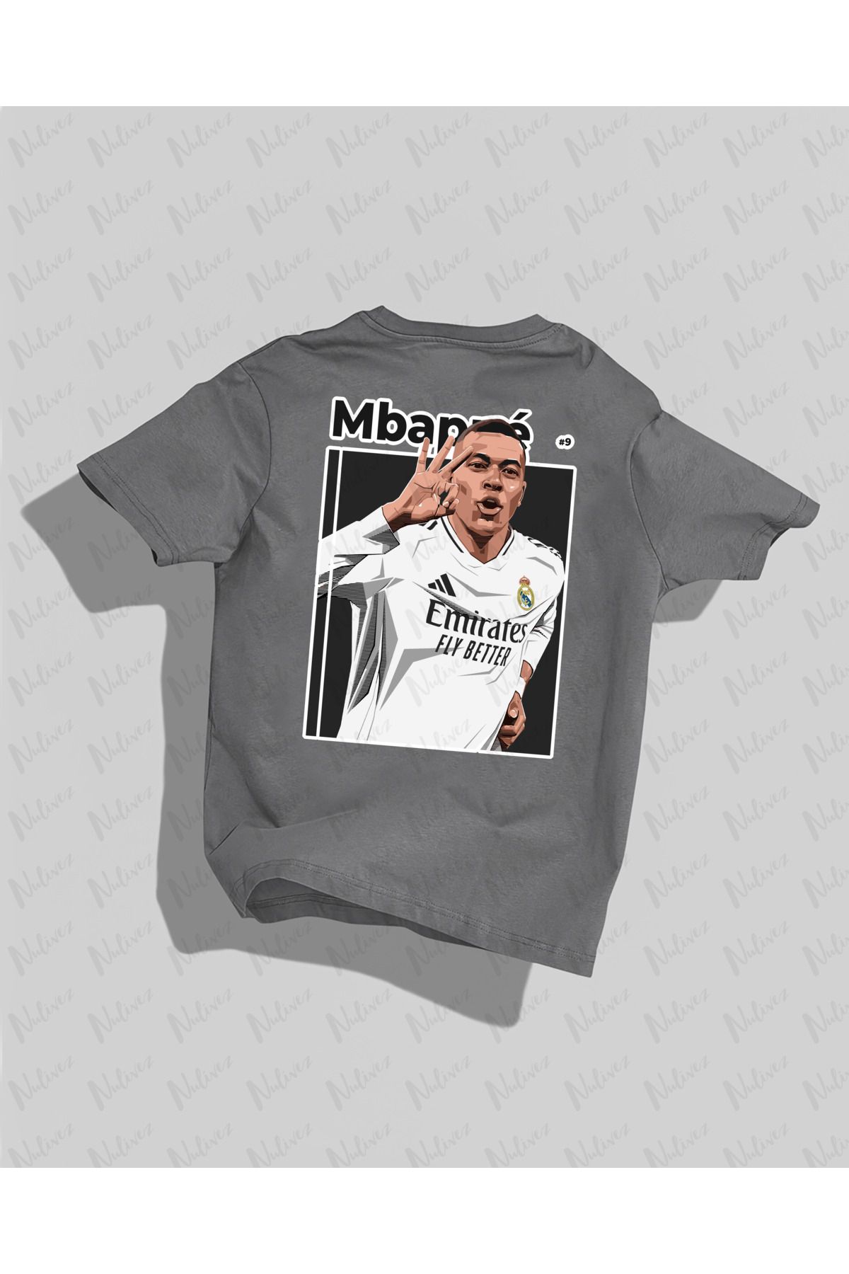 Nulivez Mbappe Tasarımı Sırt Baskılı Yüksek Kalite Kompakt Unisex Oversize T-Shirt