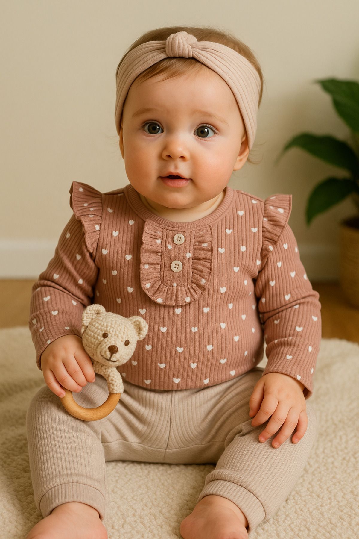 İkizlale Özgün Kız Bebek İkili Takım %100 Organıc Cotton